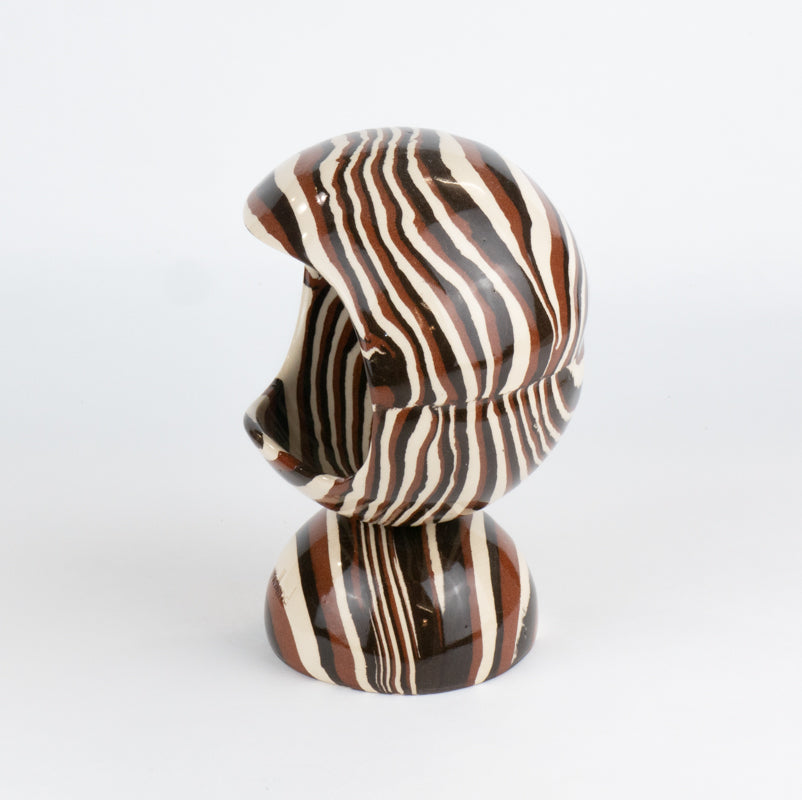 Terracotta, Brown and White Marble Marble Salt Pig