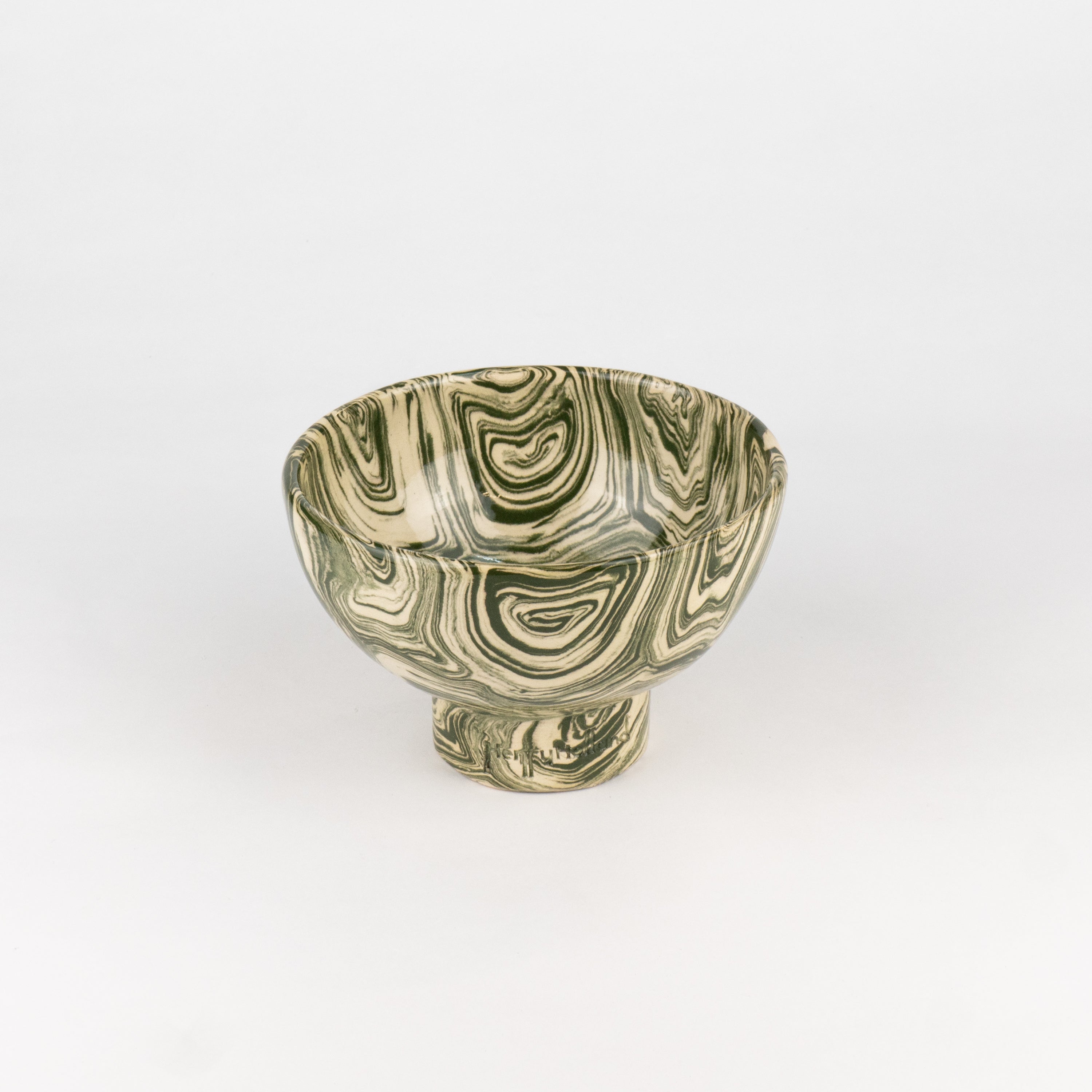 Green & White Agate Tea Bowl