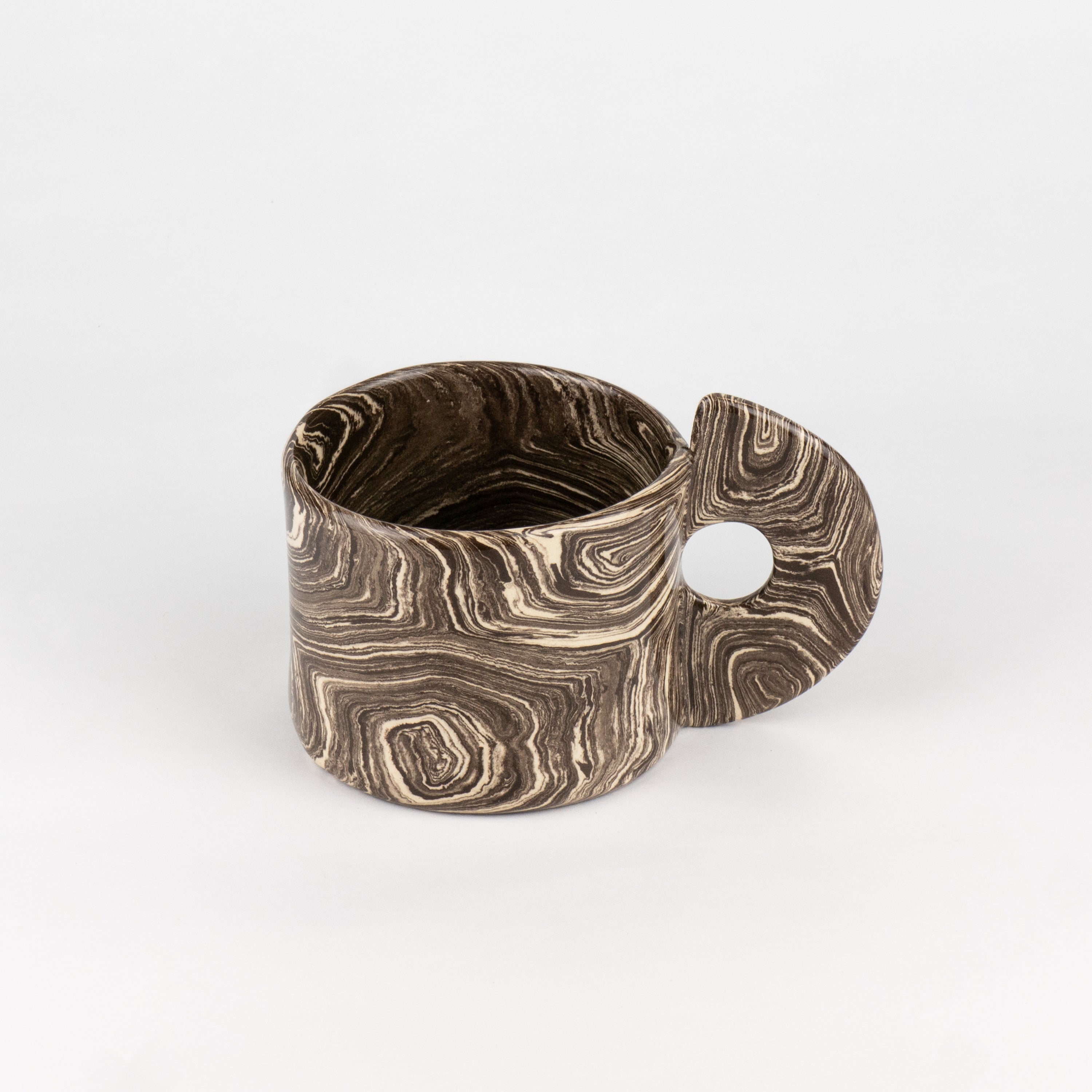 Brown & White Agate Art Deco Mug