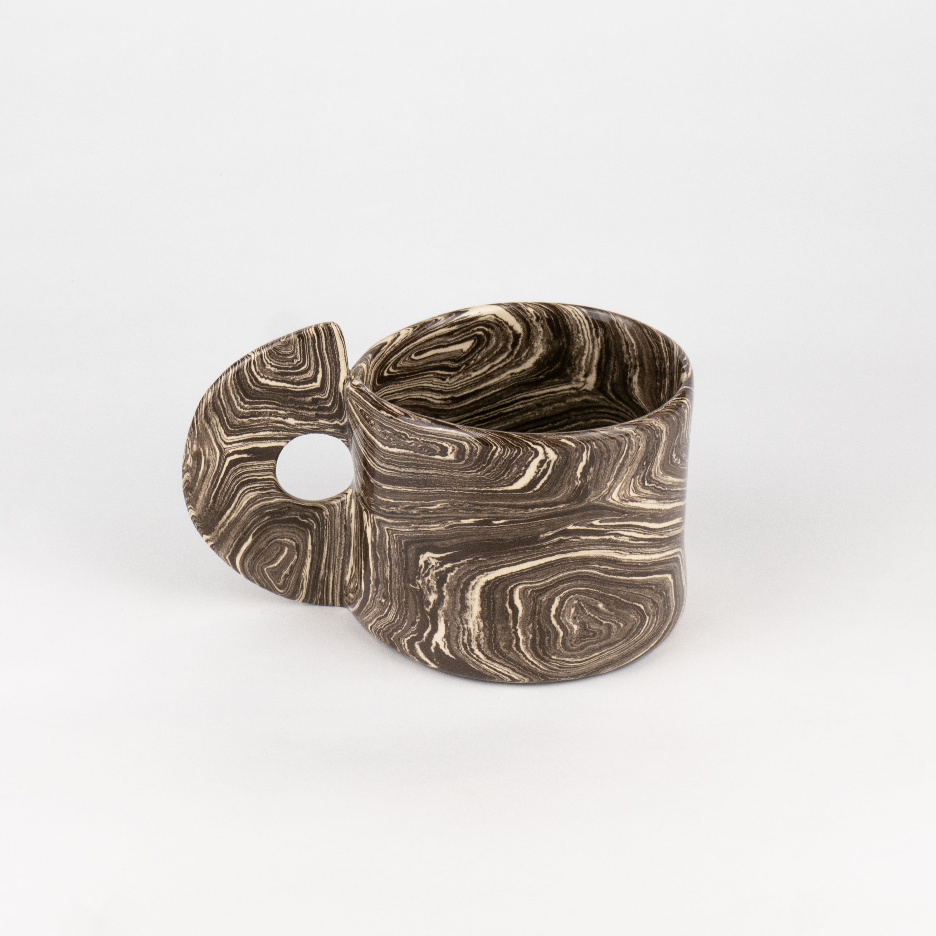 Brown & White Agate Art Deco Mug