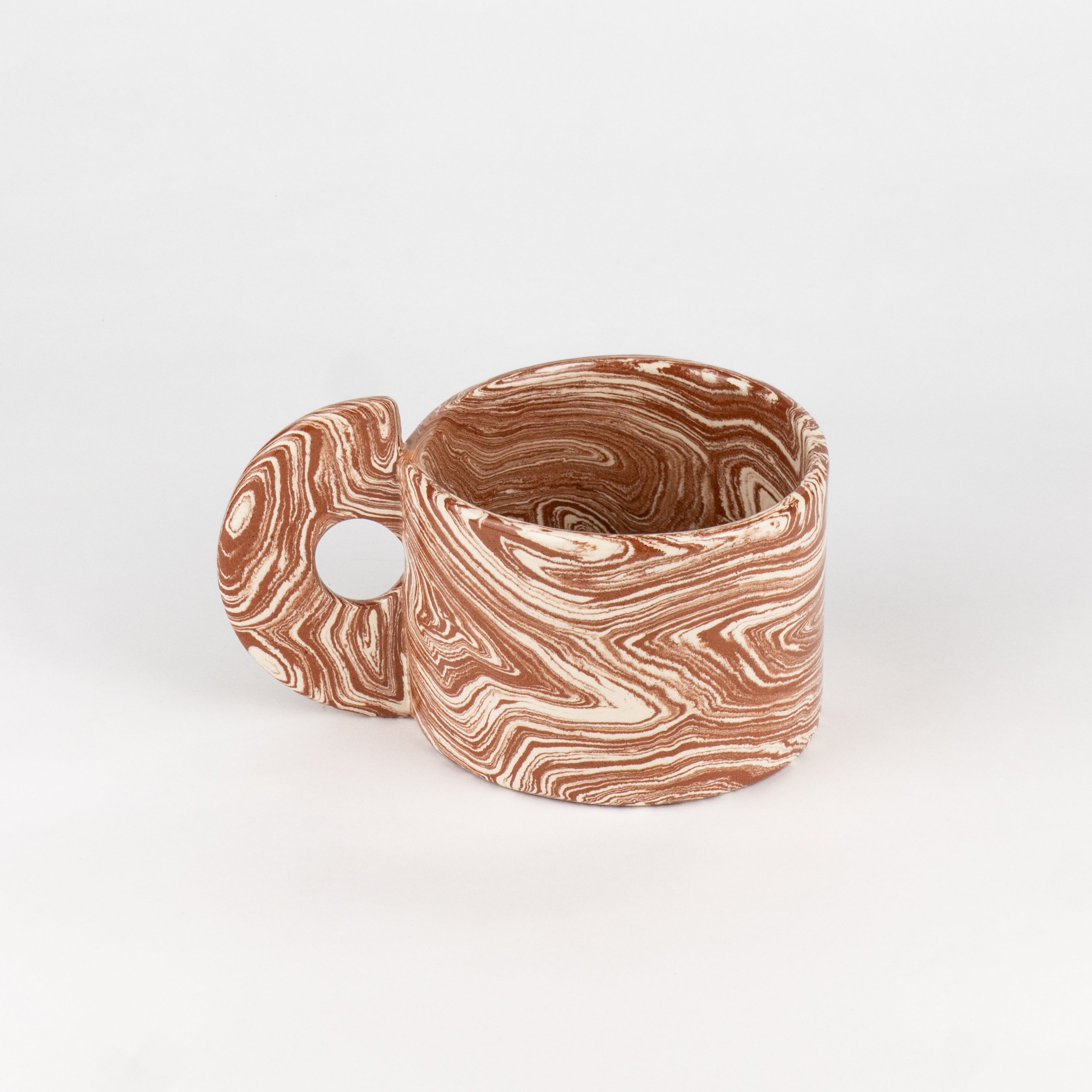 Terracotta & White Agate Art Deco Mug