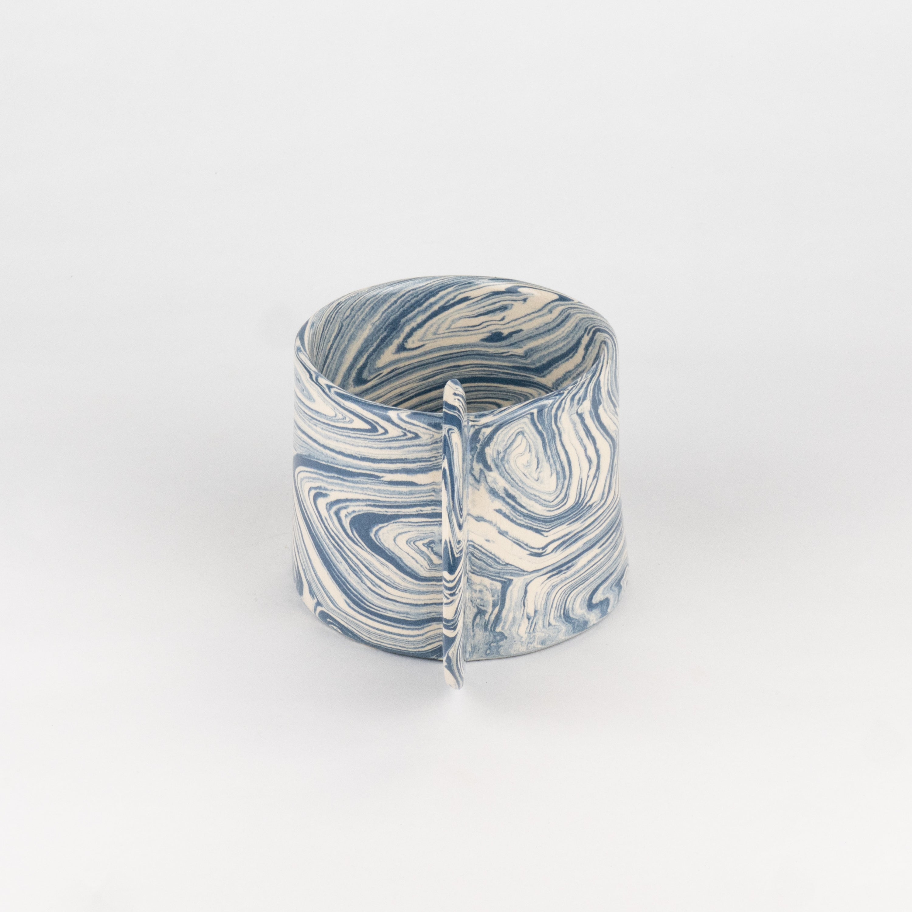 Blue & White Agate Art Deco Mug