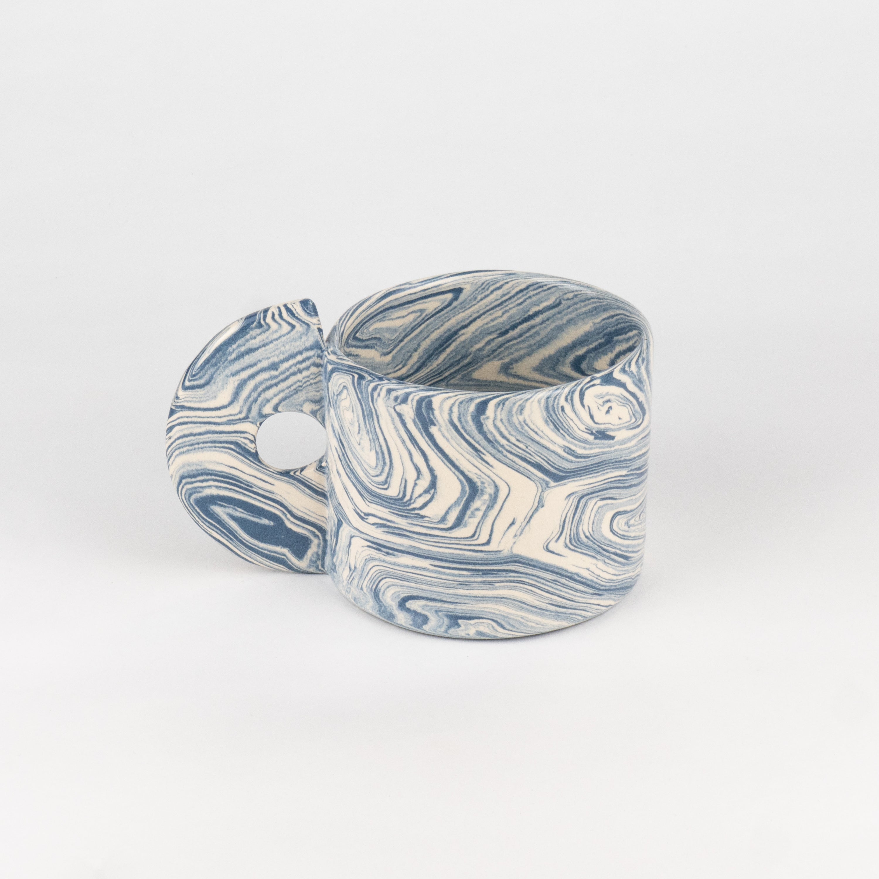 Blue & White Agate Art Deco Mug