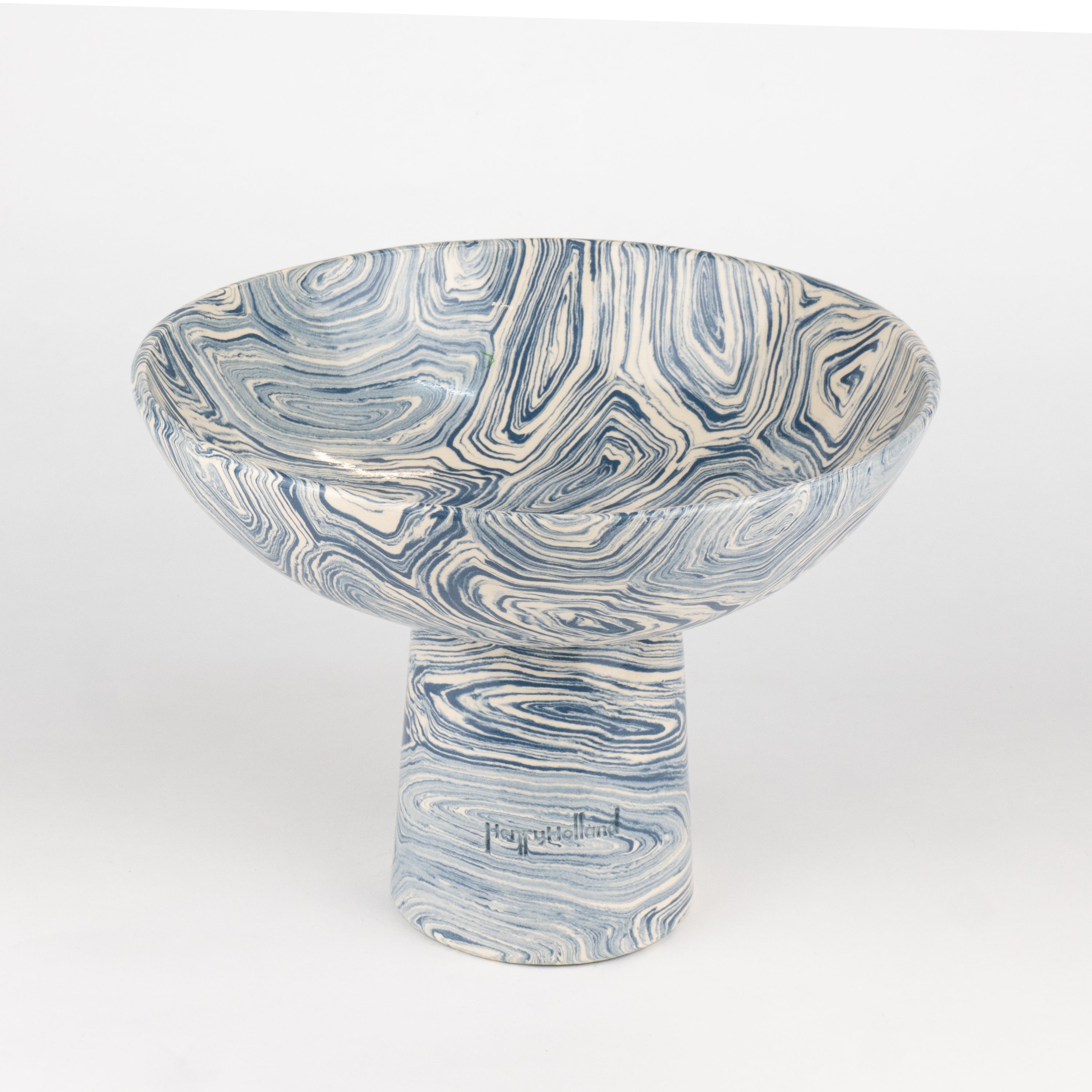 Blue & White Medium Agate Chalice Bowl