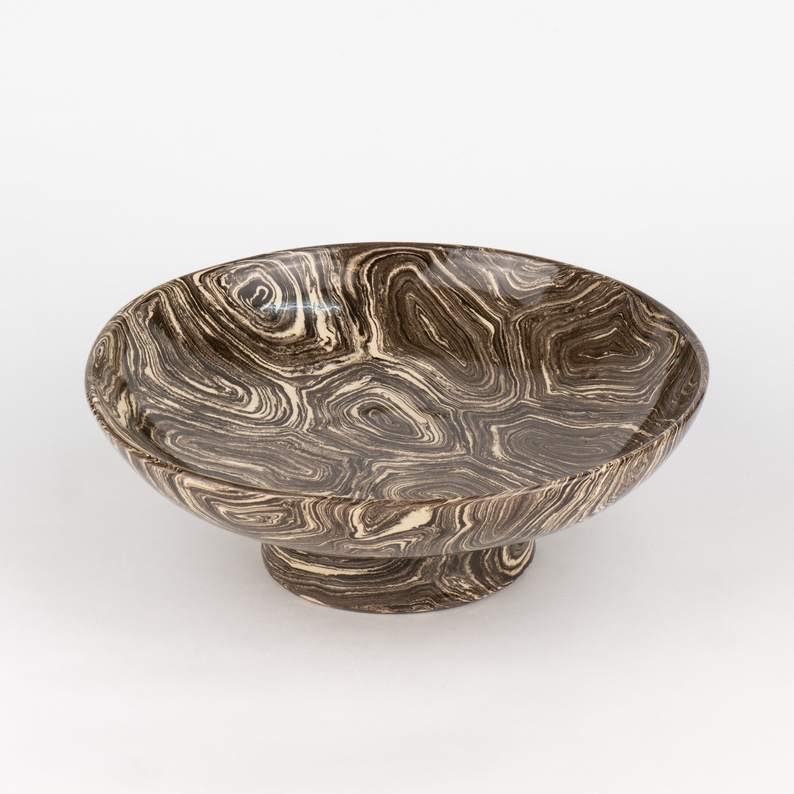 Brown & White Agate Low Chalice Bowl