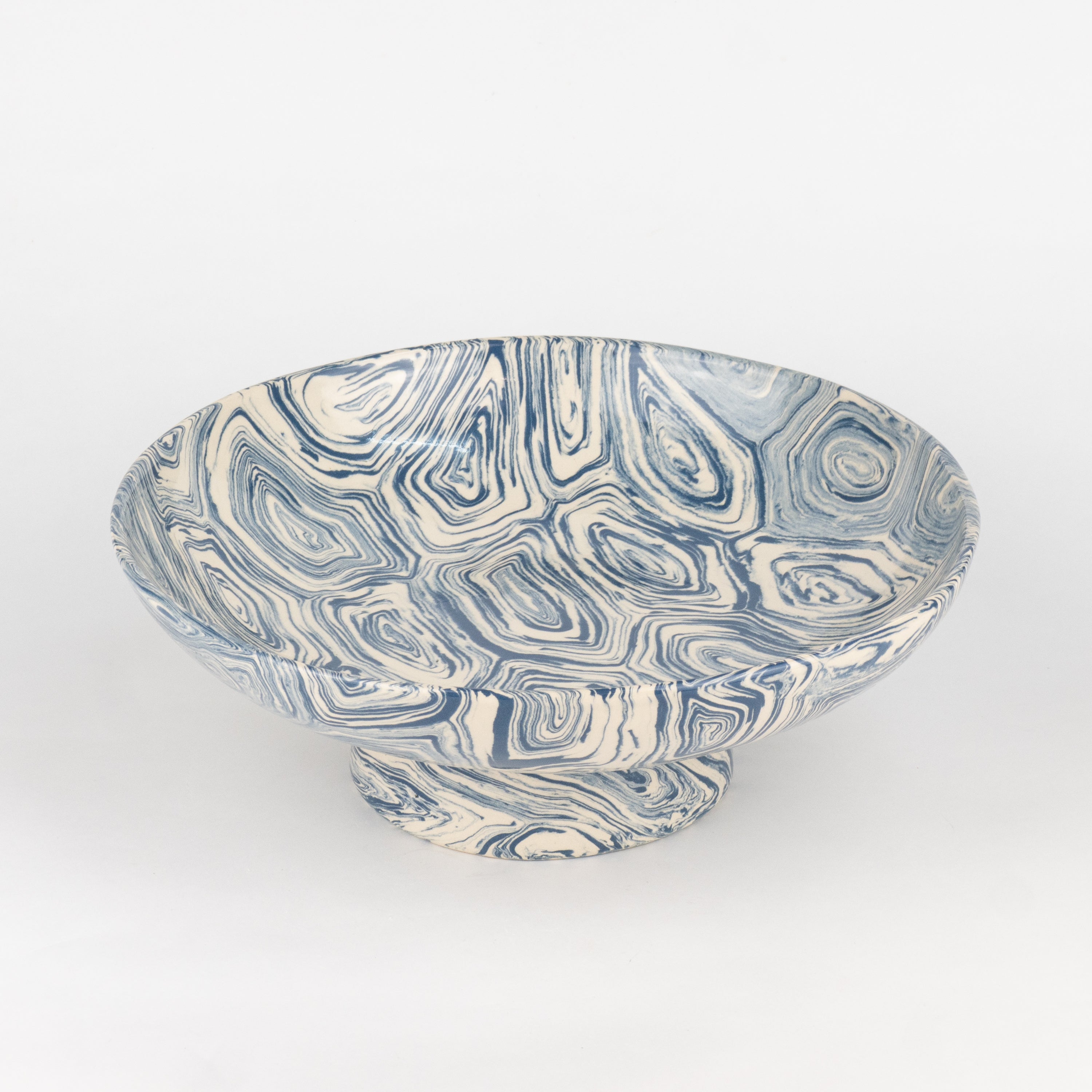 Blue & White Agate Low Chalice Bowl