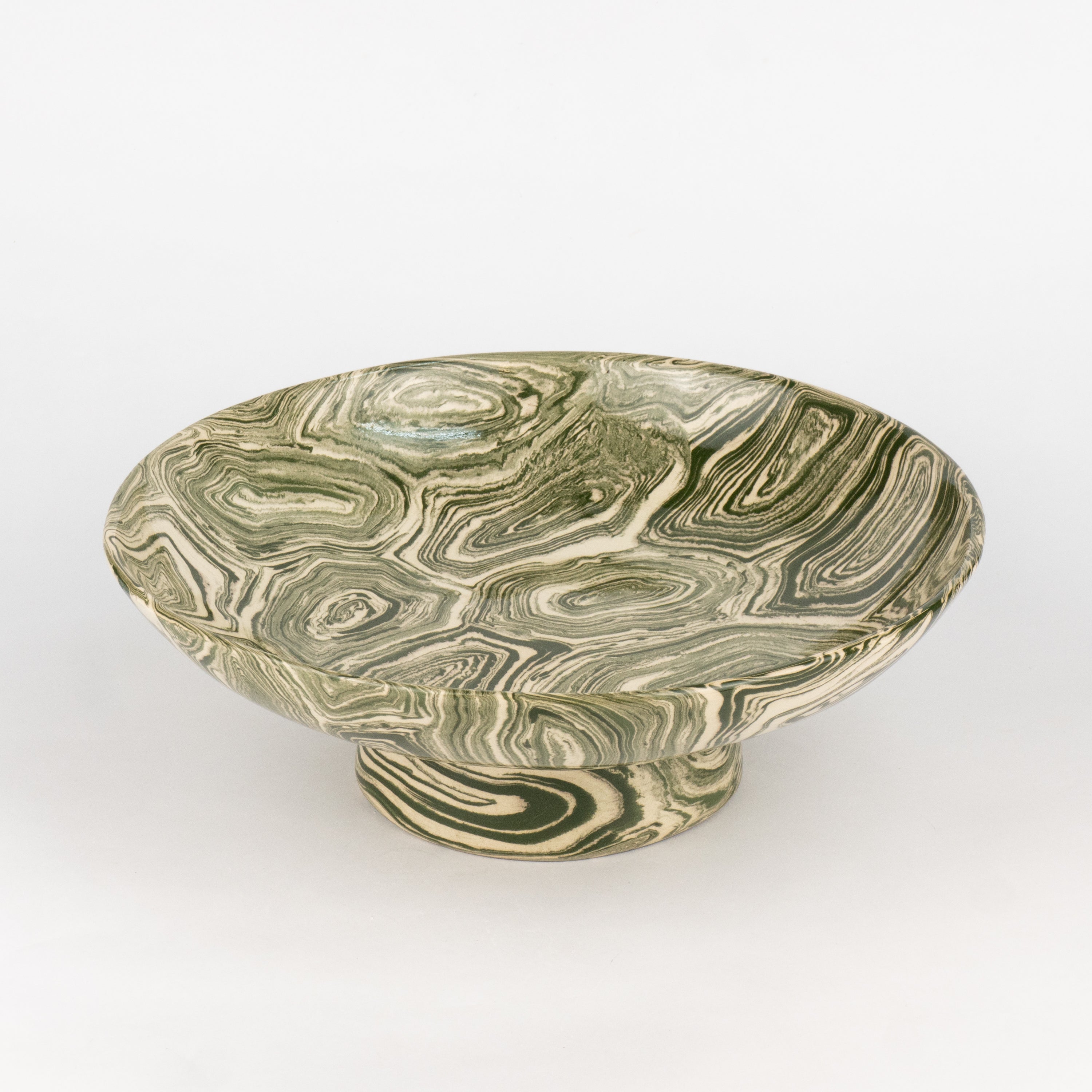 Green & White Agate Low Chalice Bowl