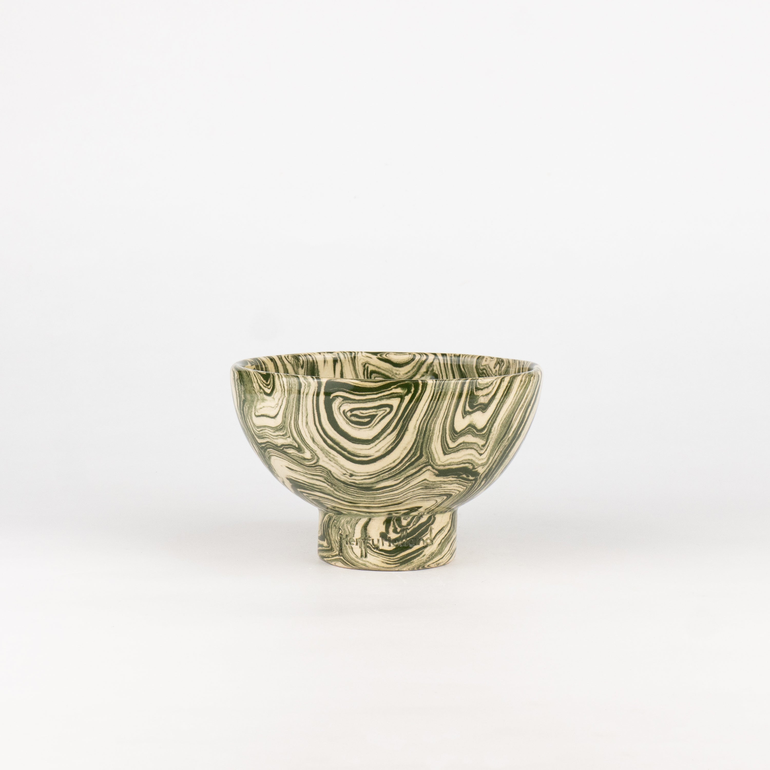 Green & White Agate Tea Bowl