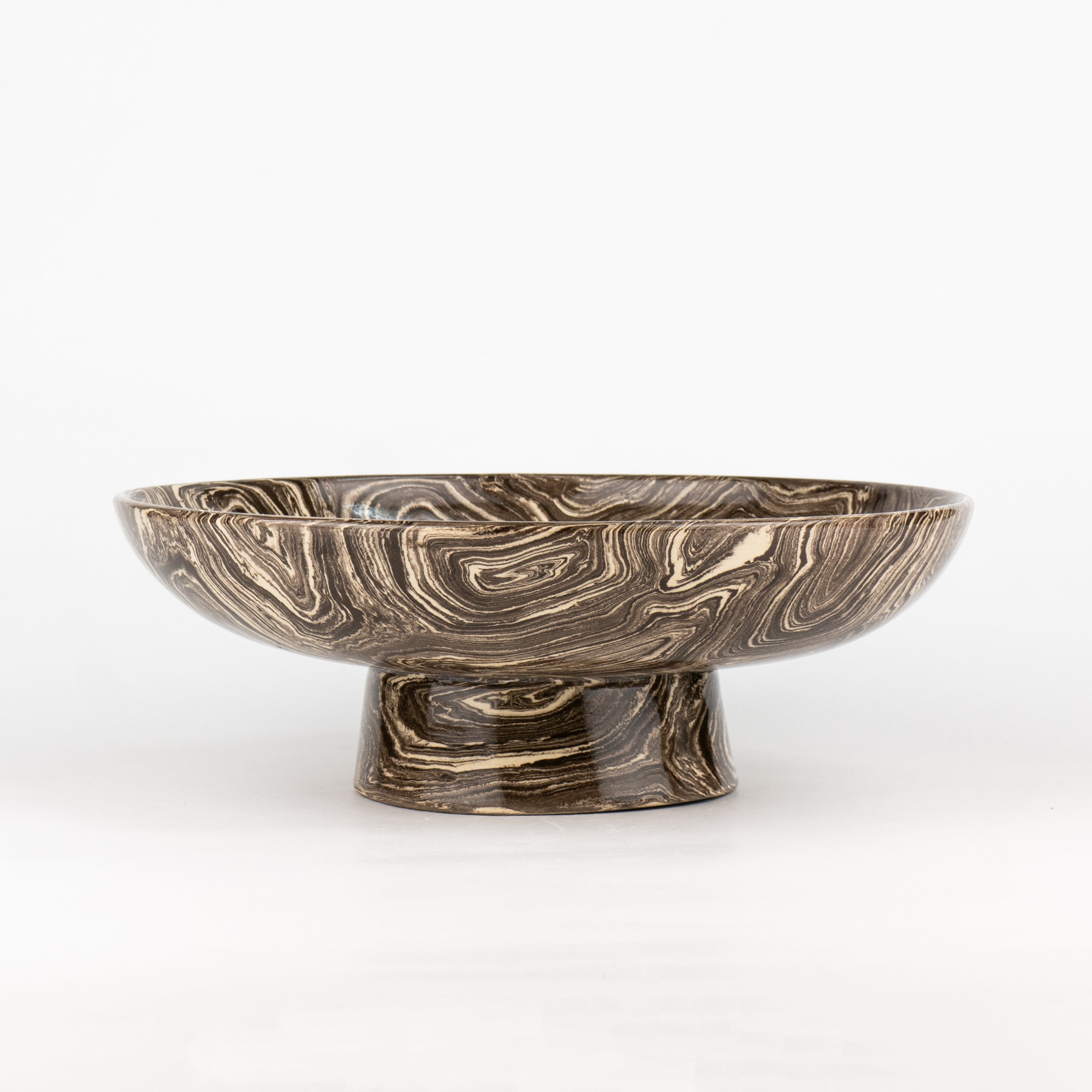 Brown & White Agate Low Chalice Bowl