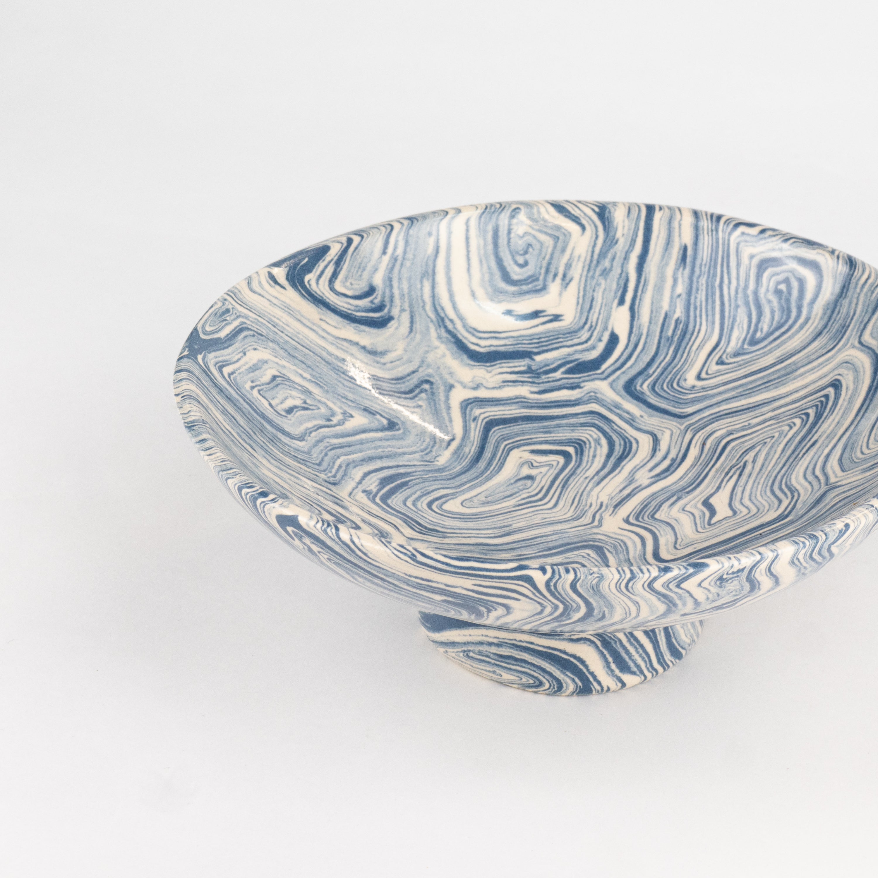Blue & White Agate Low Chalice Bowl