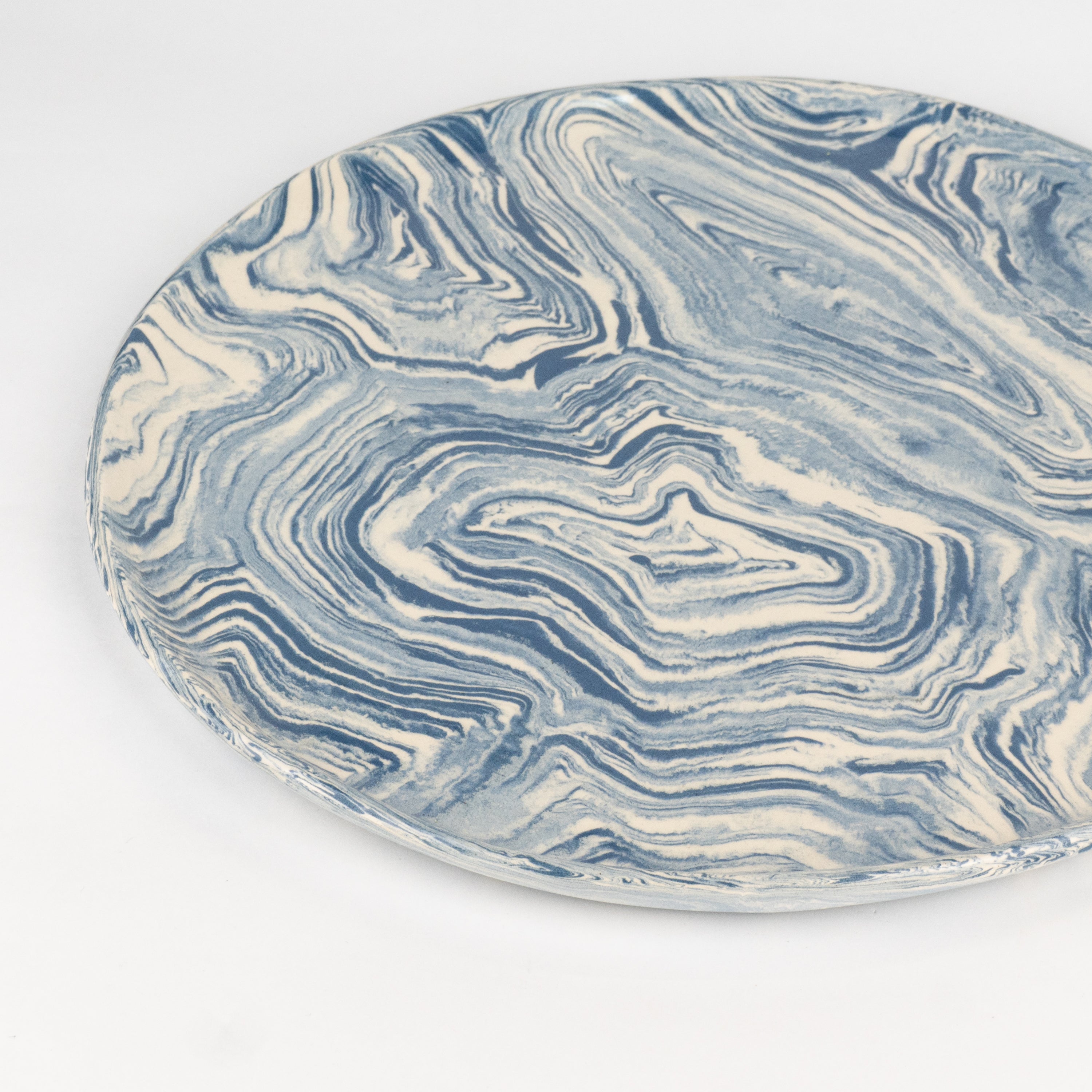 Blue & White Agate Dinner Plate