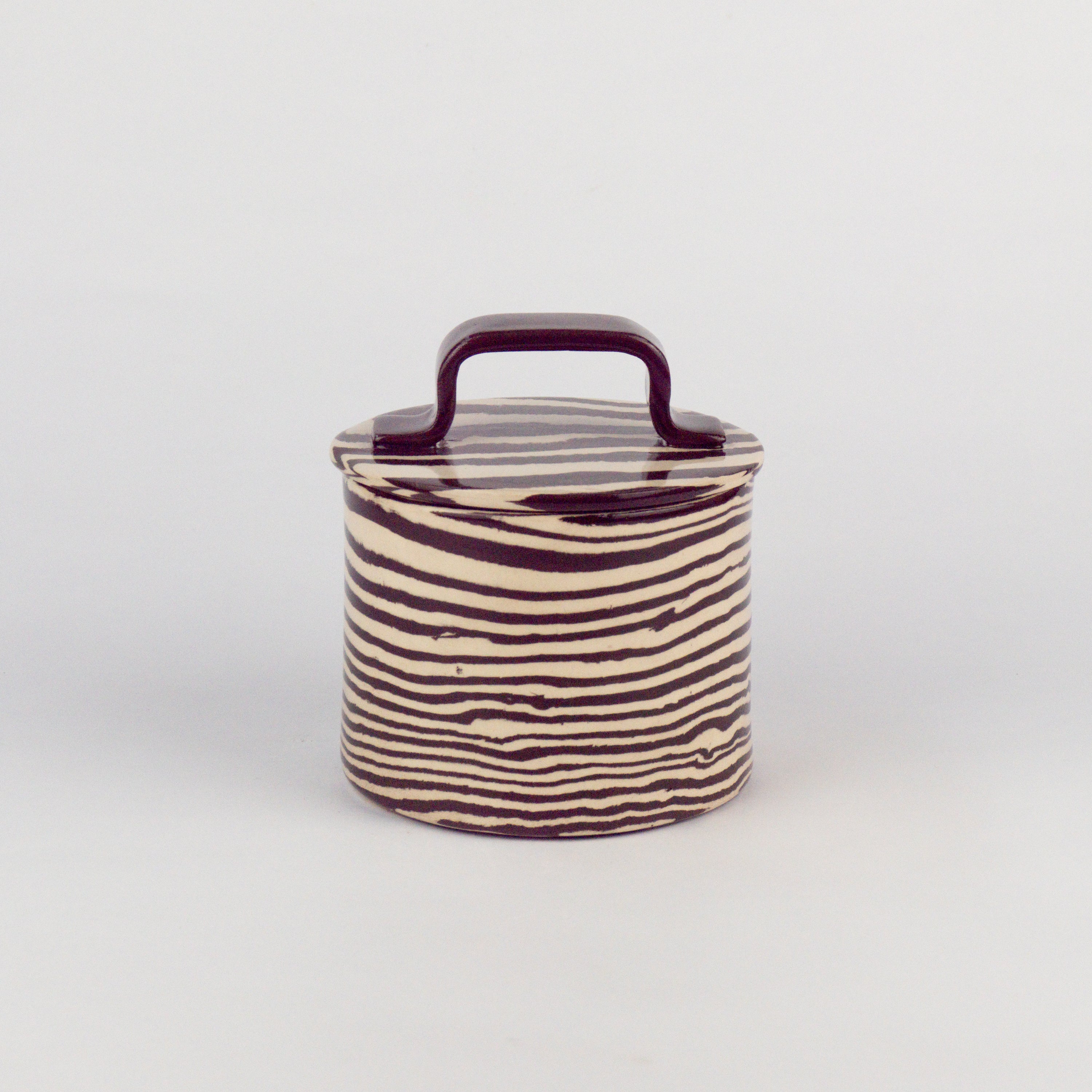Brown & White Small Kitchen Storage Jar