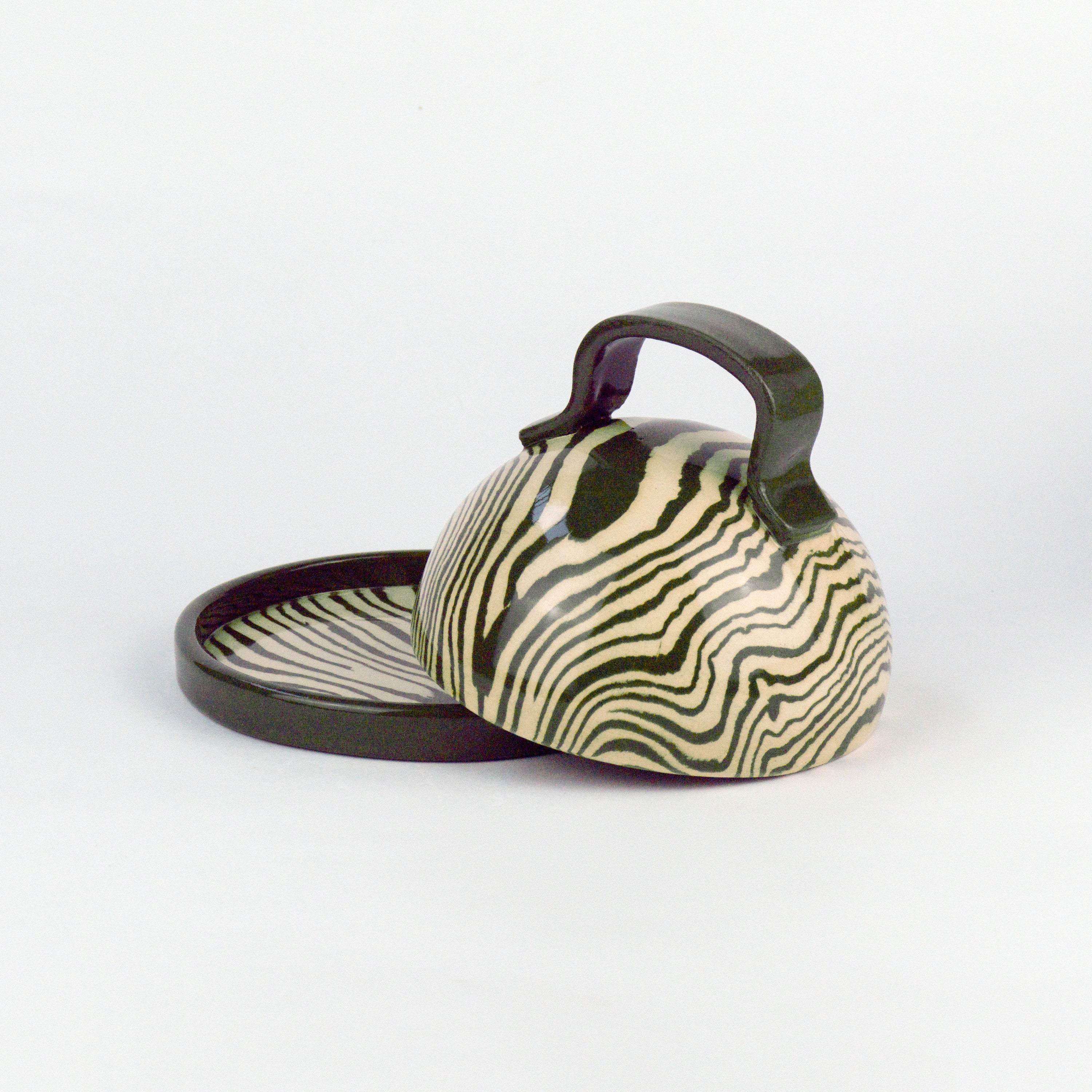 Green & White butter dish