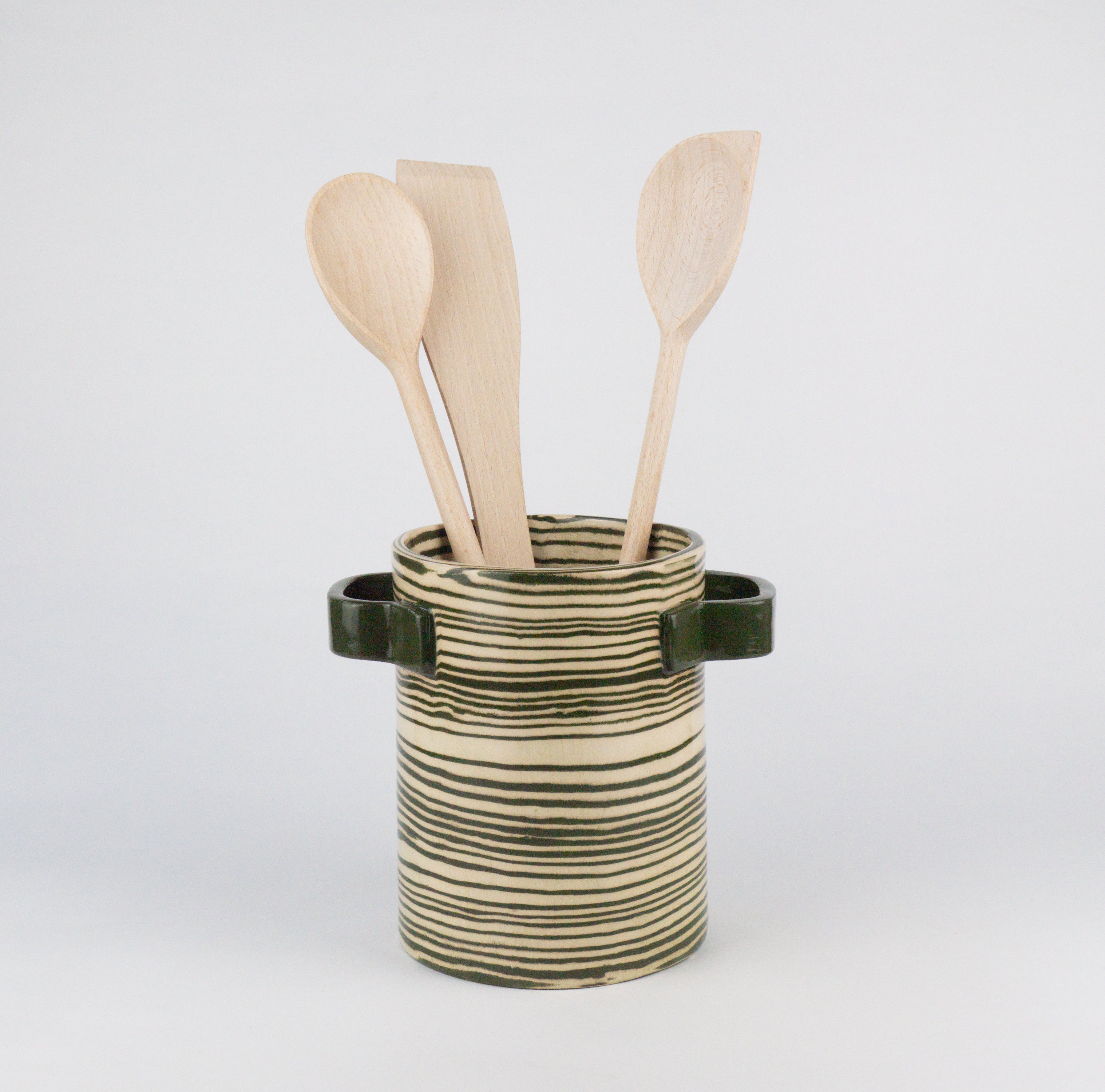 Green & White Utensil holder