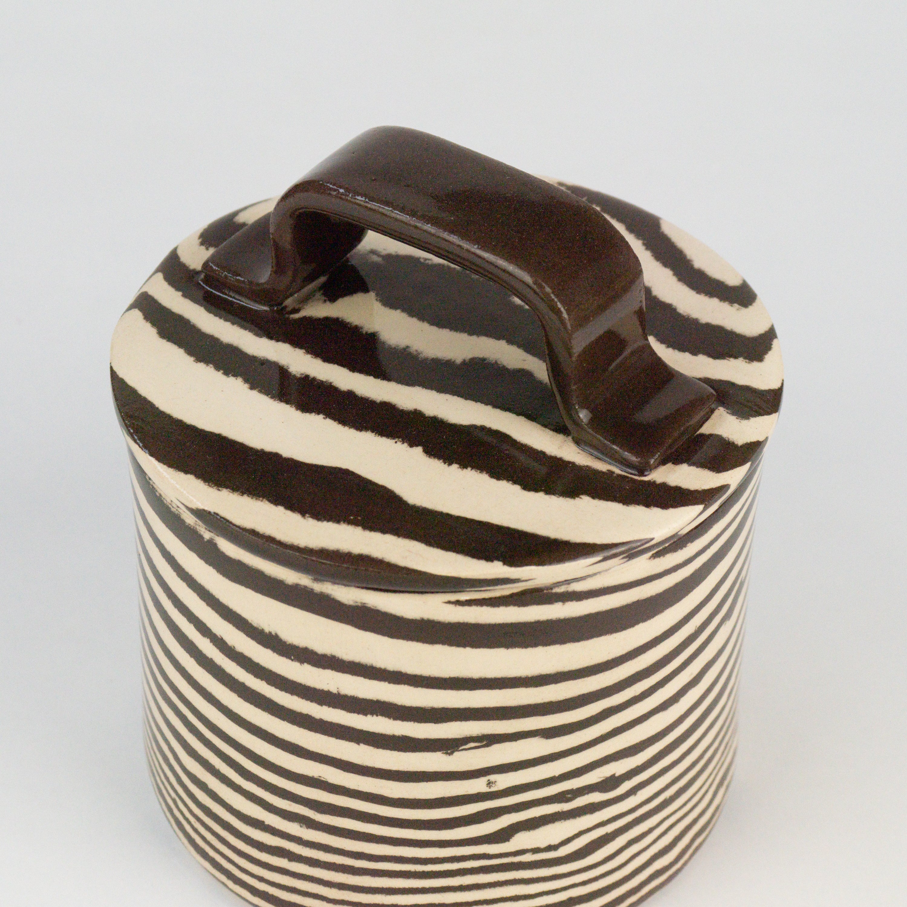 Brown & White Small Kitchen Storage Jar