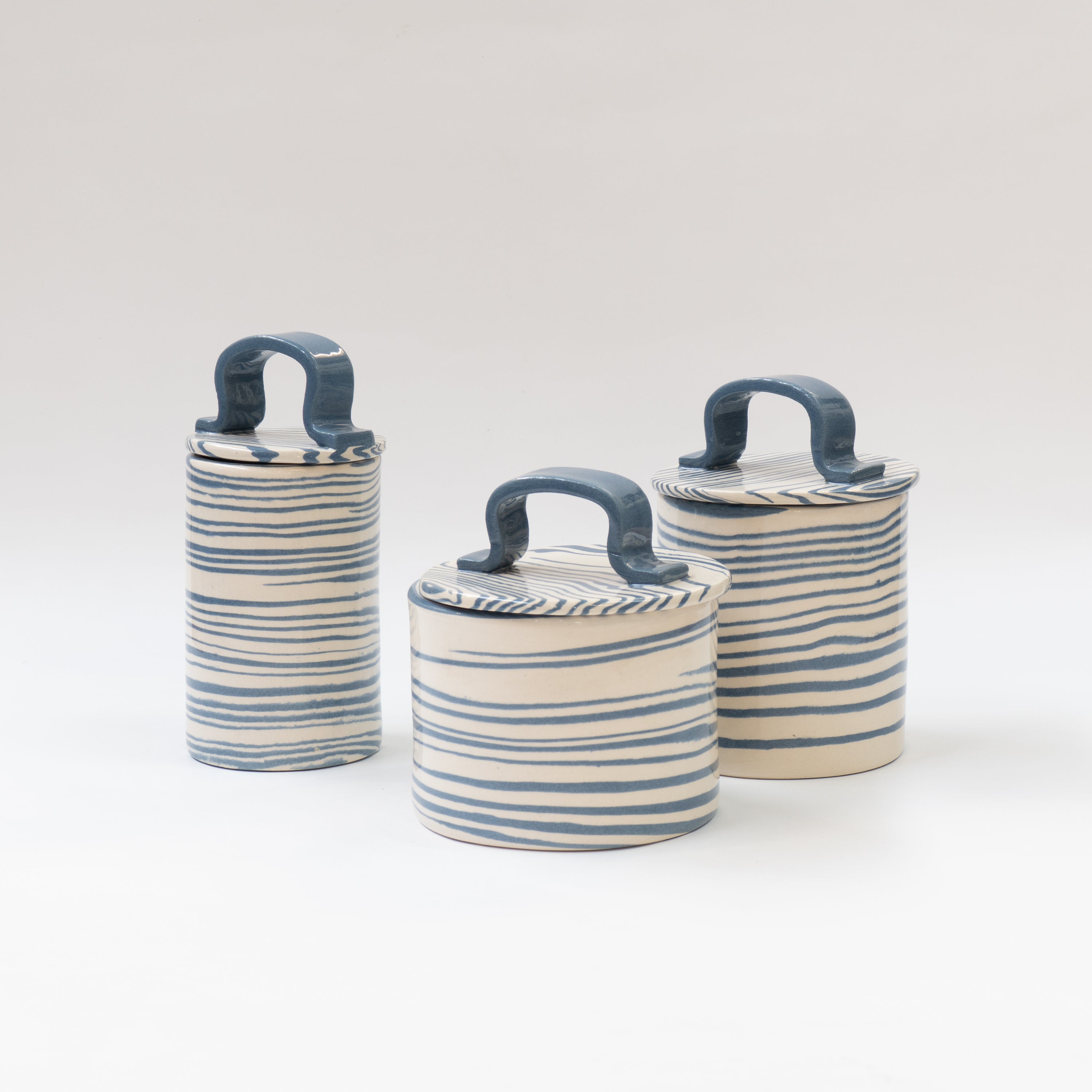 Blue & White Set of 3 Kitchen Storage Jars