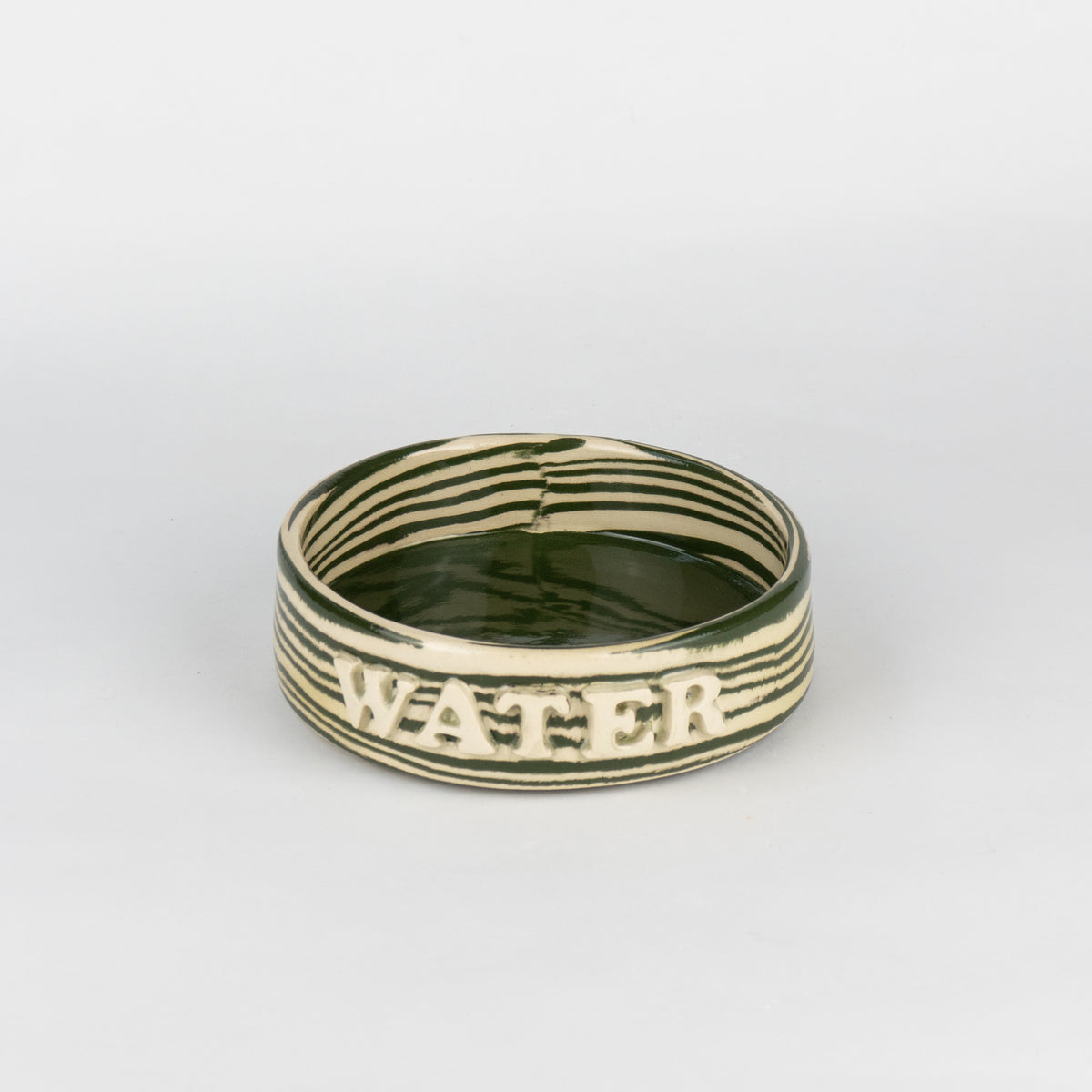 Green & White Small Water Pet Bowl