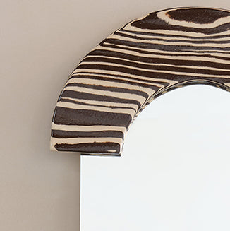 BiColoured Brown & White "LOZENGE" Ceramic Mirror