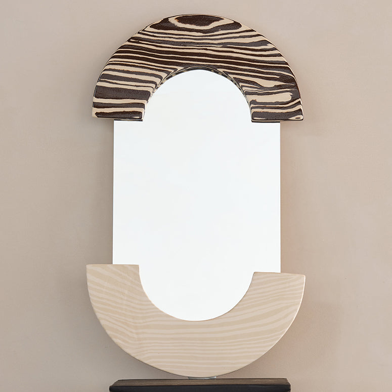 BiColoured Brown & White "LOZENGE" Ceramic Mirror