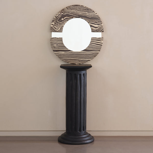 Brown & White "CRESCENT" Ceramic Mirror