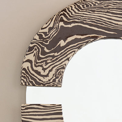 Brown & White "CRESCENT" Ceramic Mirror