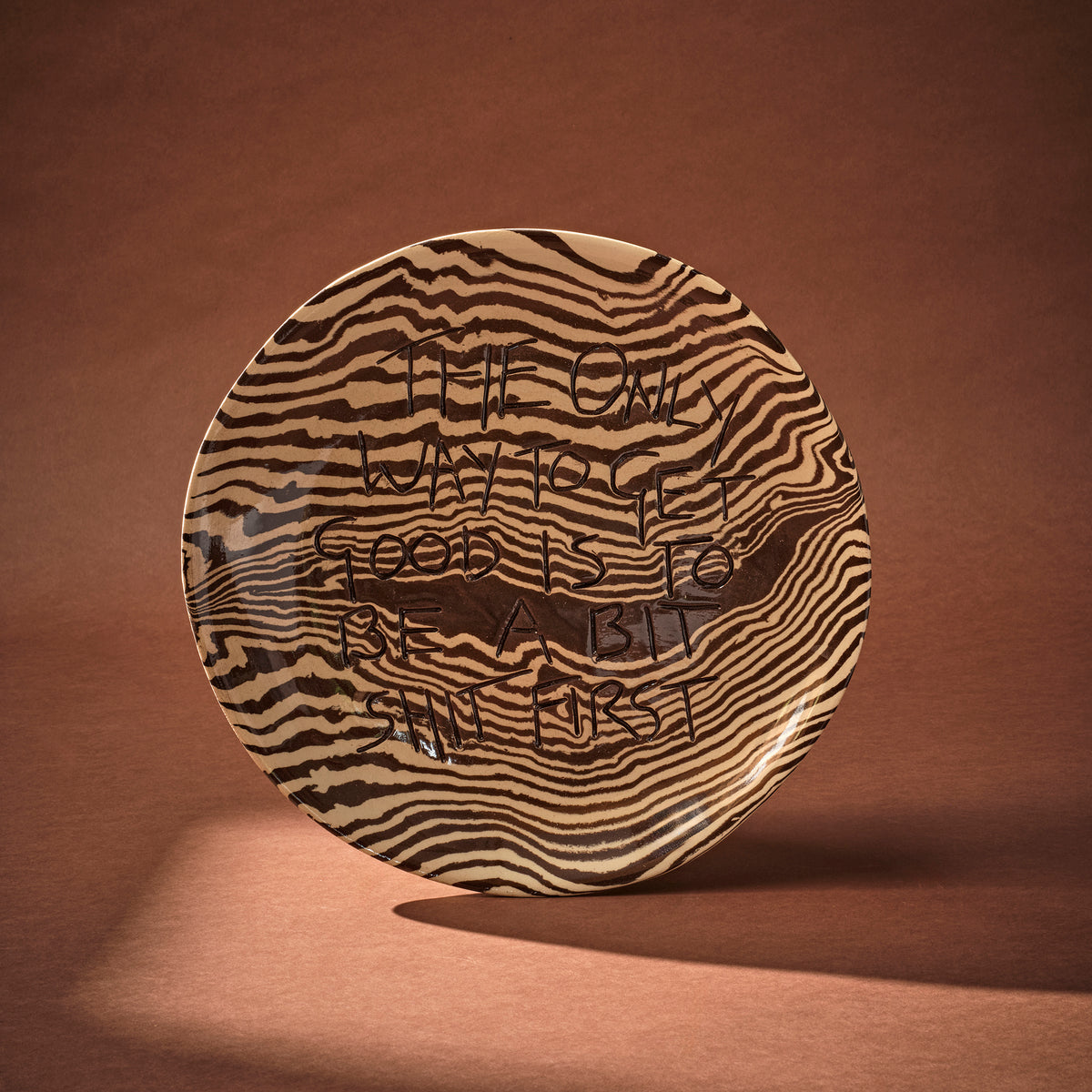Brown & White Medium 'TO GET GOOD' wall hanging plate