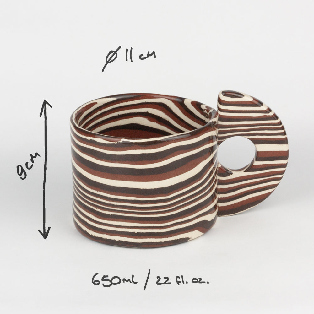 Terracotta, Brown & White Large Marble Mug