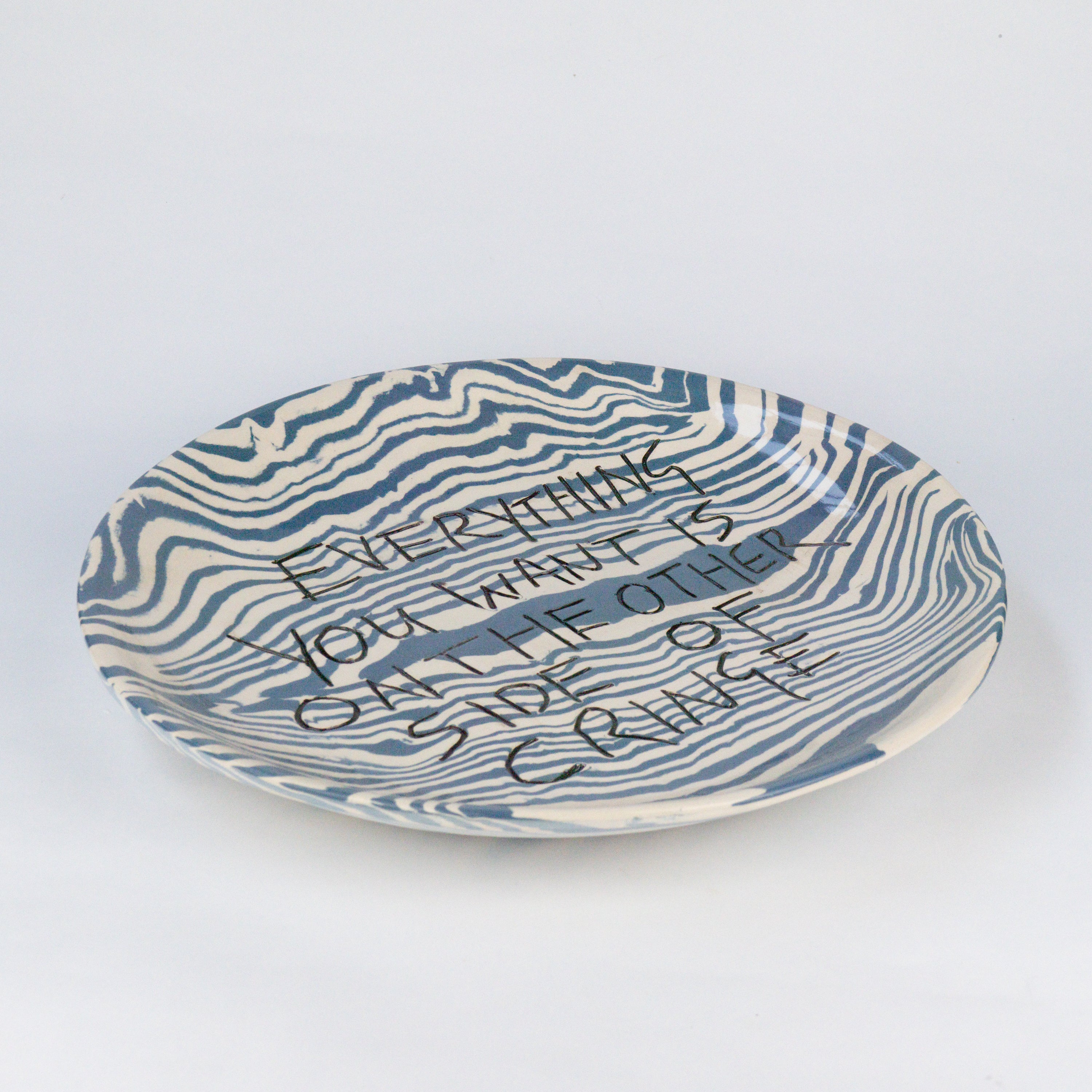 Blue & White 'slogan' wall hanging plate