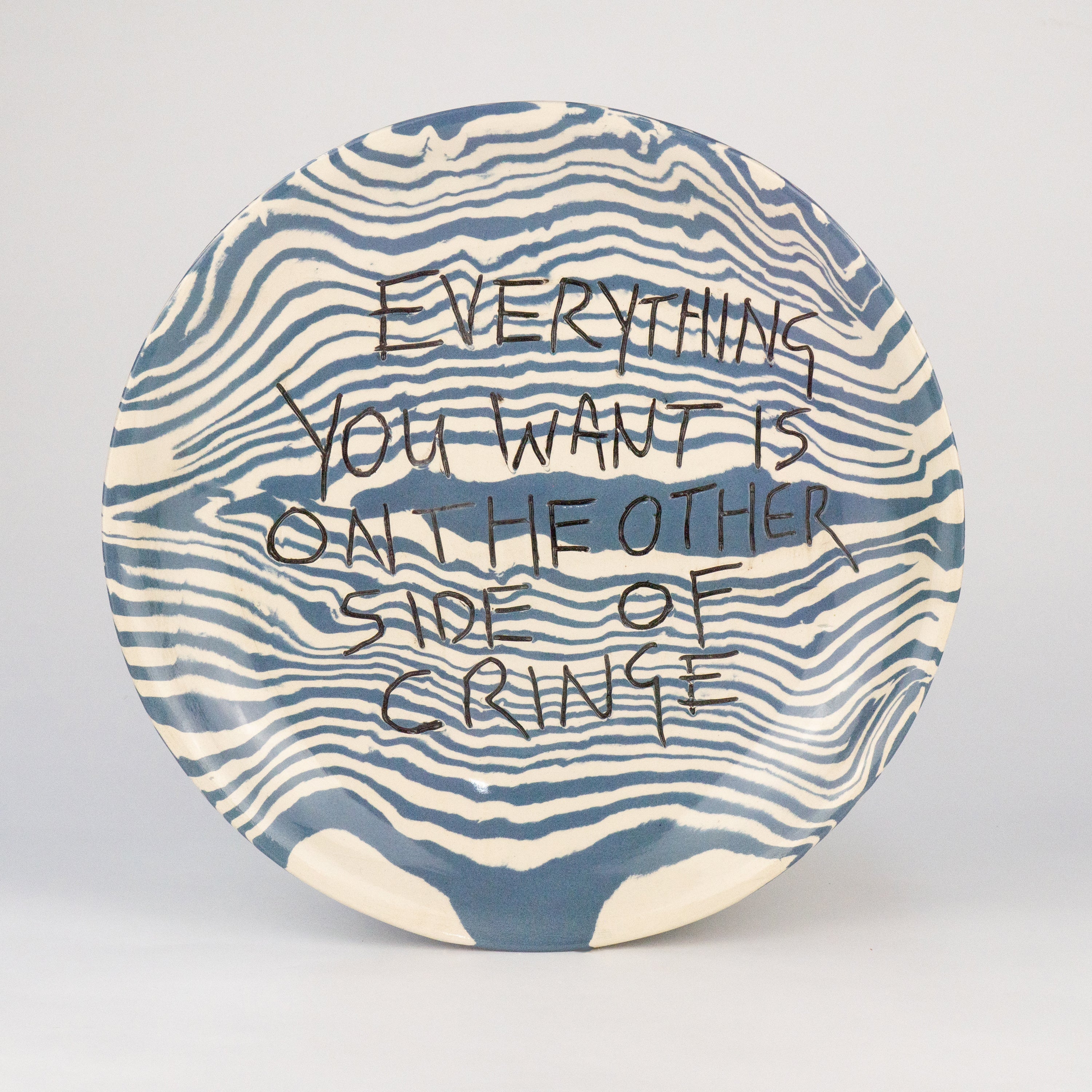 Blue & White 'slogan' wall hanging plate