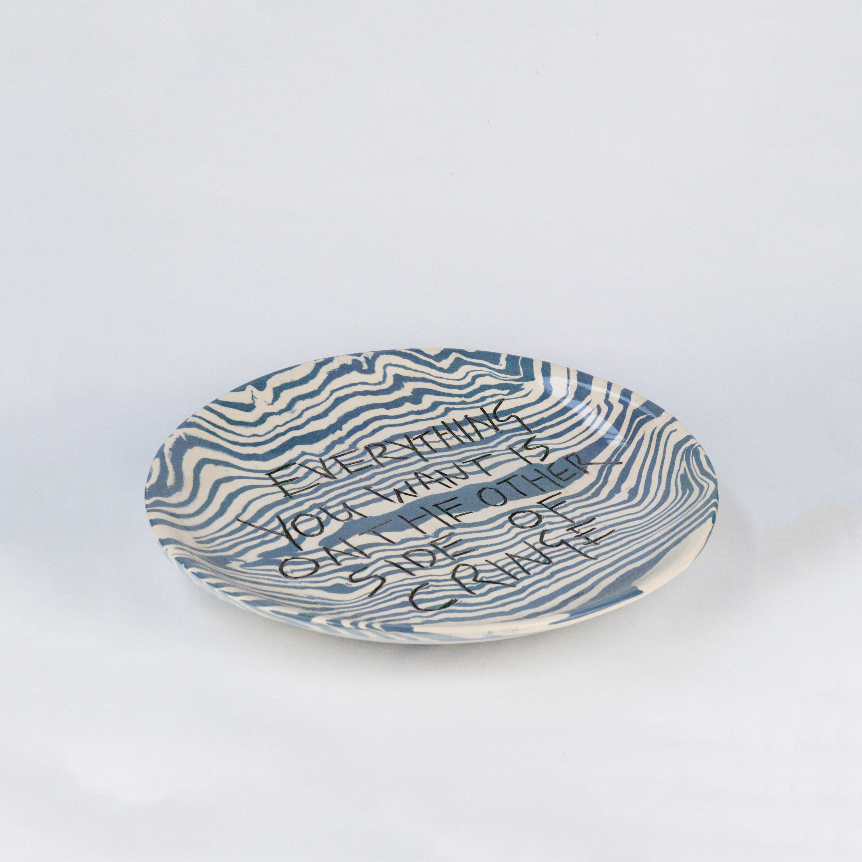 Blue & White Medium 'CRINGE' wall hanging plate