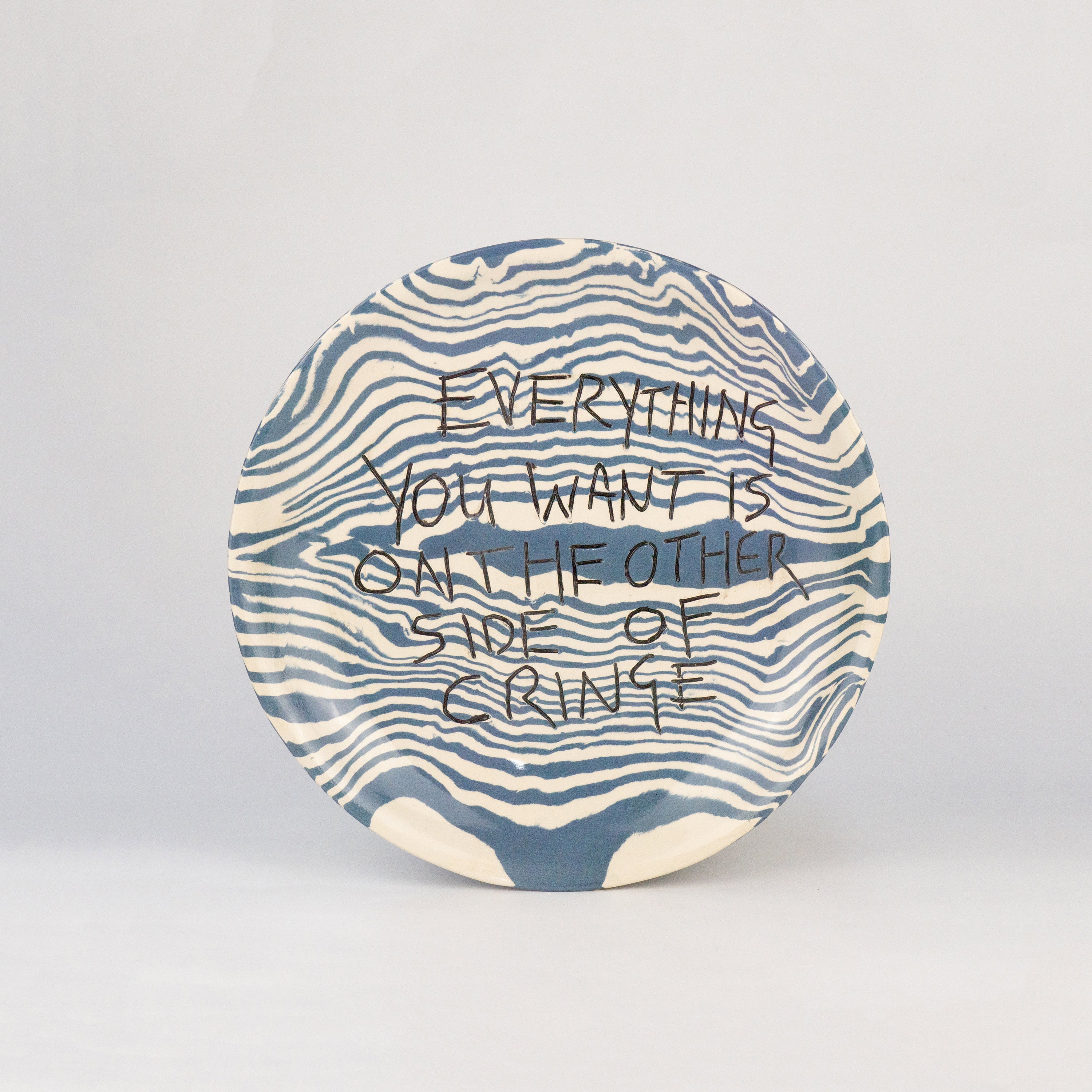Blue & White Medium 'CRINGE' wall hanging plate