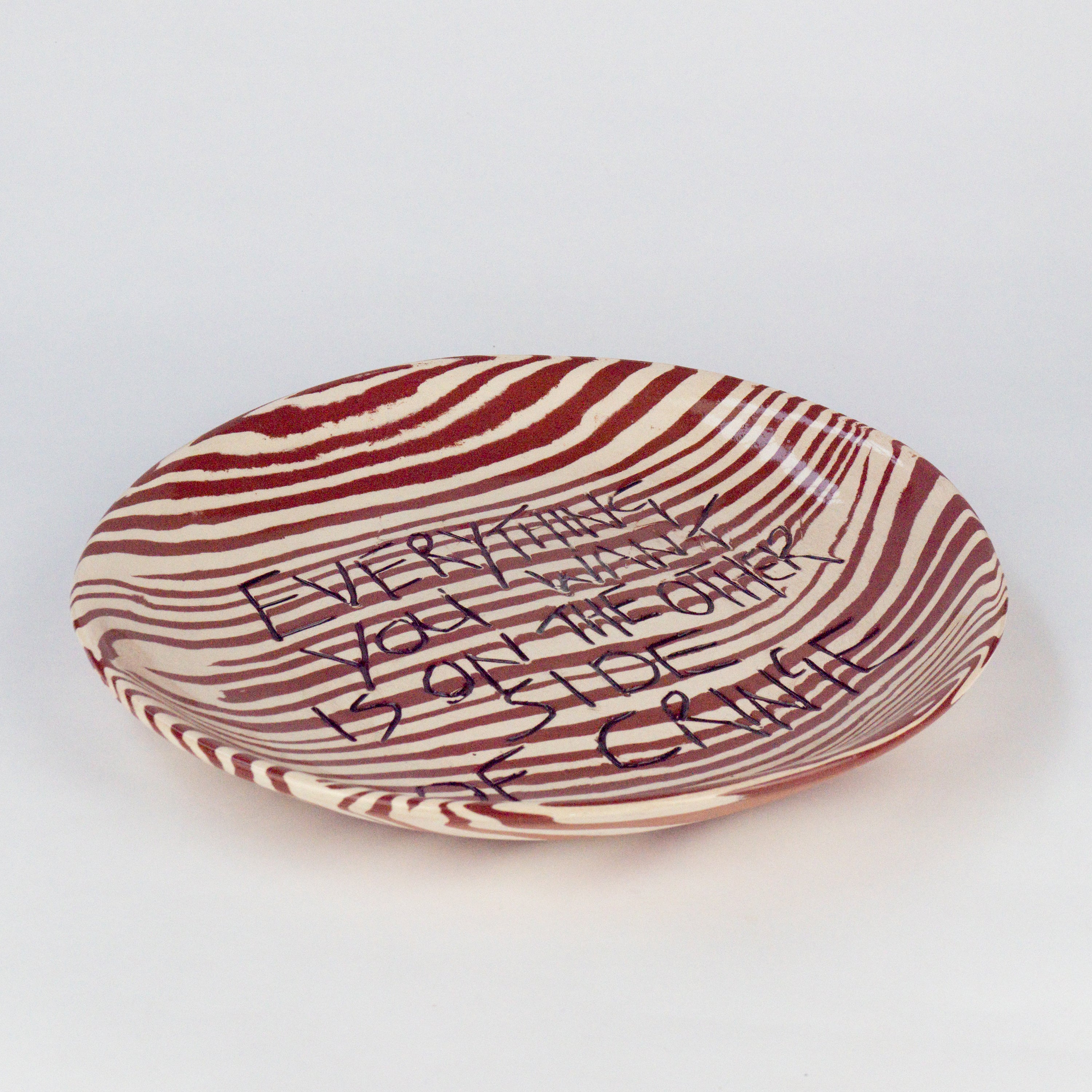 Terracotta & White Large 'CRINGE' wall hanging plate