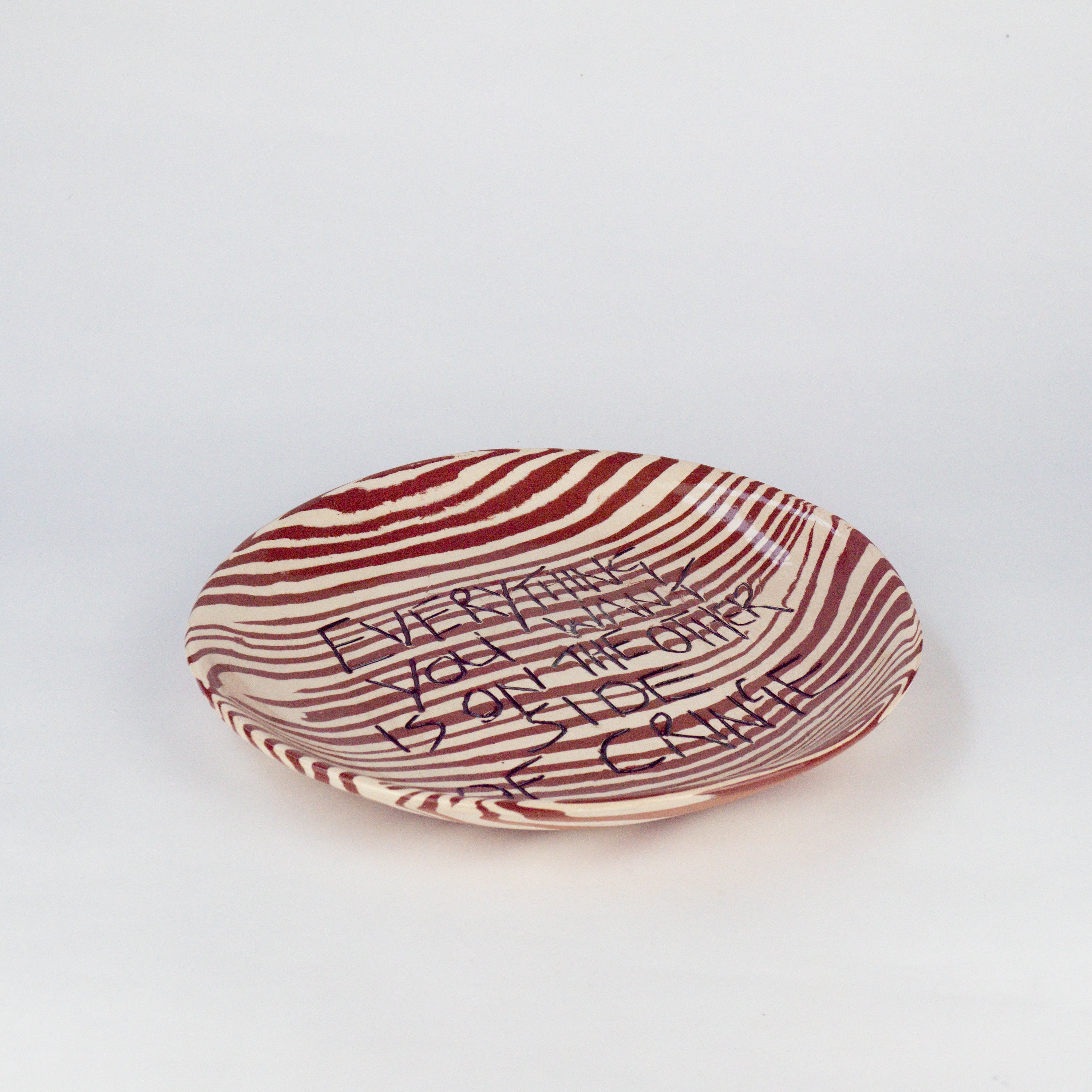 Terracotta & White Medium 'CRINGE' wall hanging plate