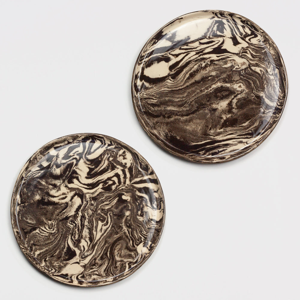 Set of 2 Brown & White Galaxy Dinner Plate