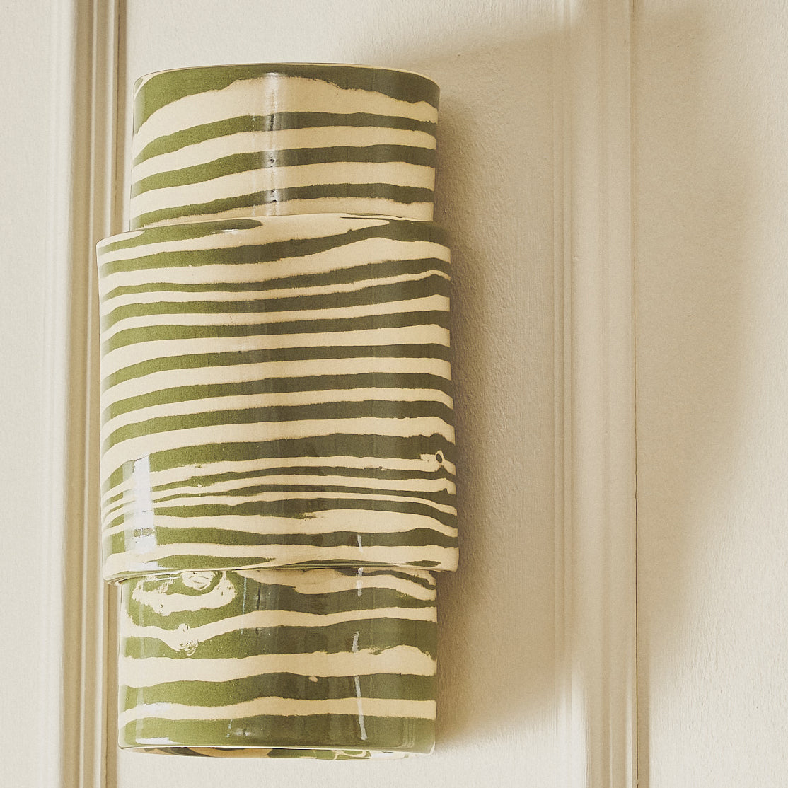Wall Sconce TALL Green & White Light Covering