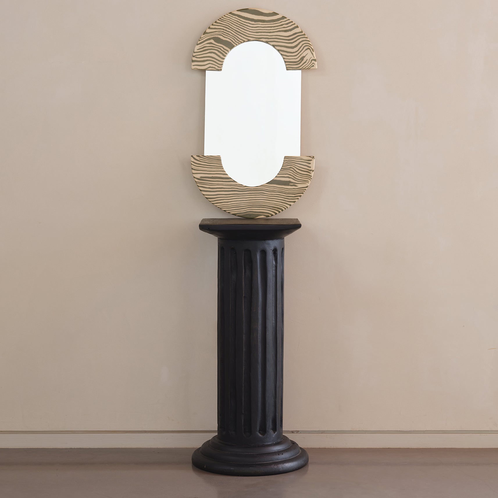 Green & White "LOZENGE" Ceramic Mirror