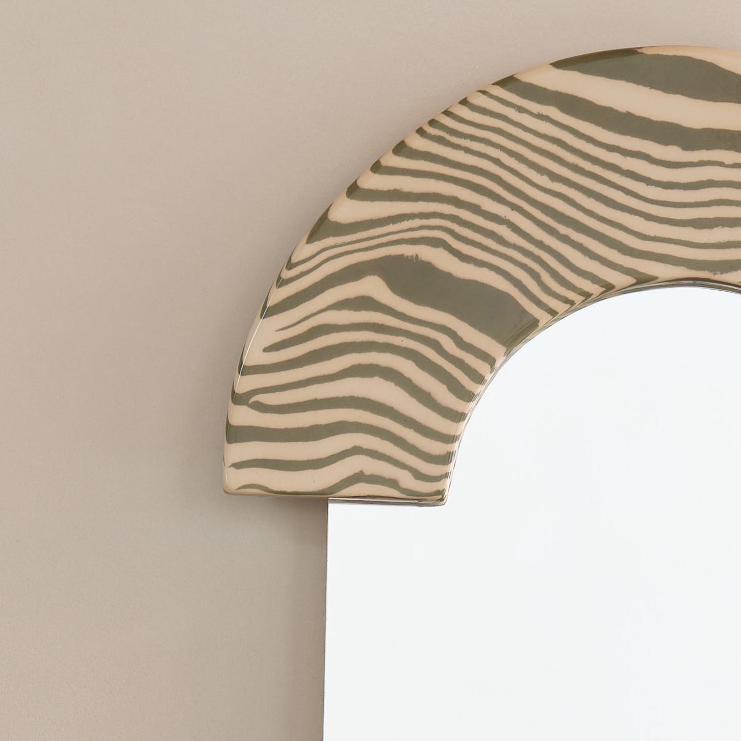 Green & White "LOZENGE" Ceramic Mirror