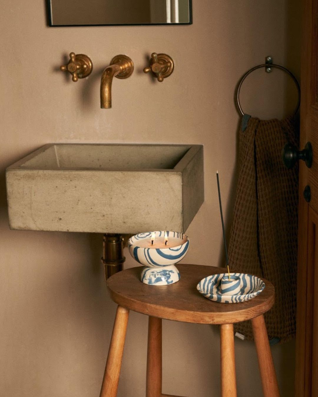 Blue & White Incense and Candle Holder