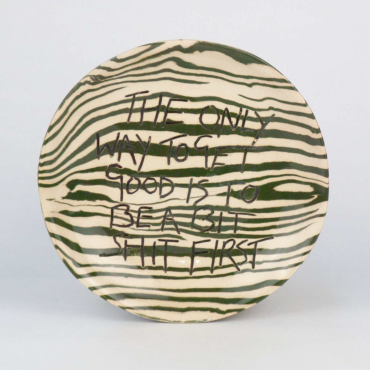 Green & White Large 'TO GET GOOD' wall hanging plate