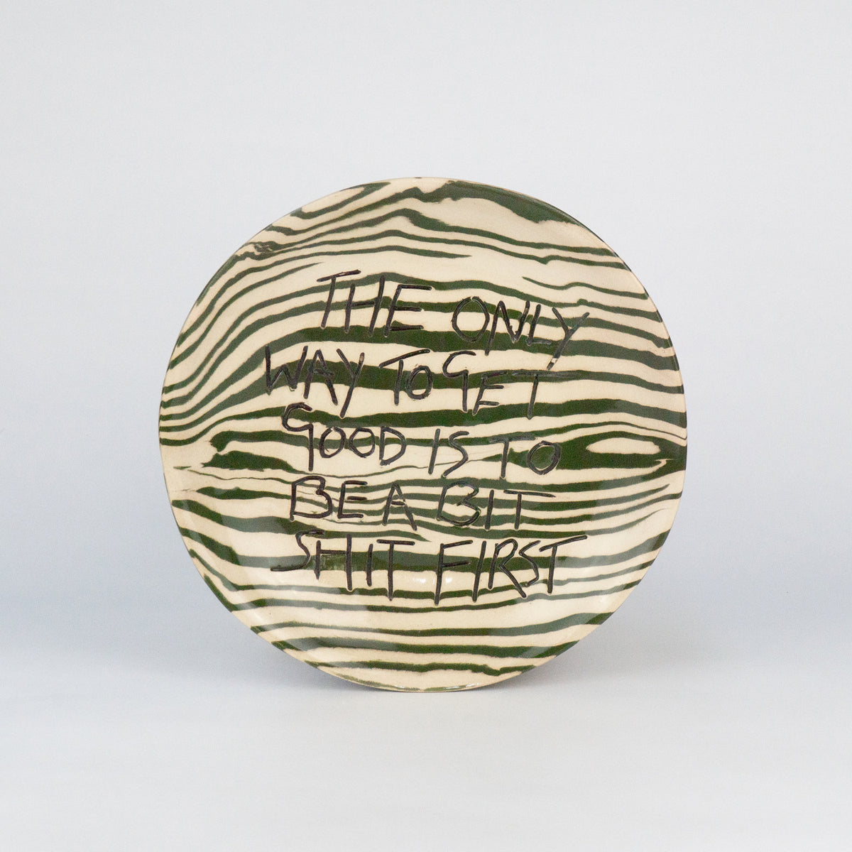 Green & White Medium 'TO GET GOOD' wall hanging plate