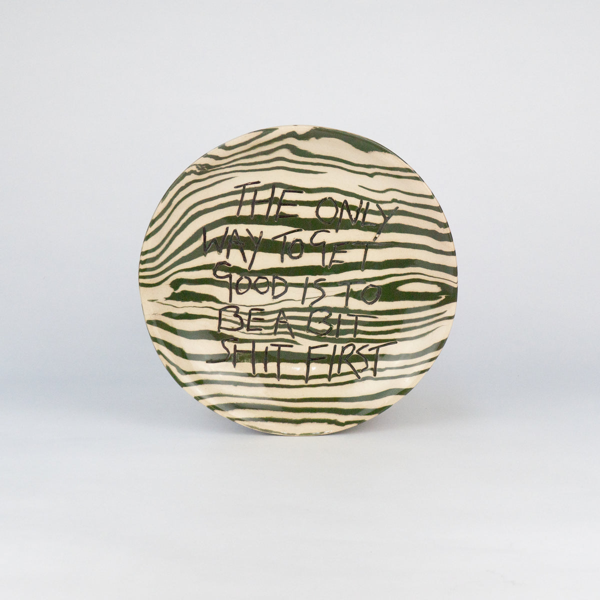 Green & White Small 'TO GET GOOD' wall hanging plate