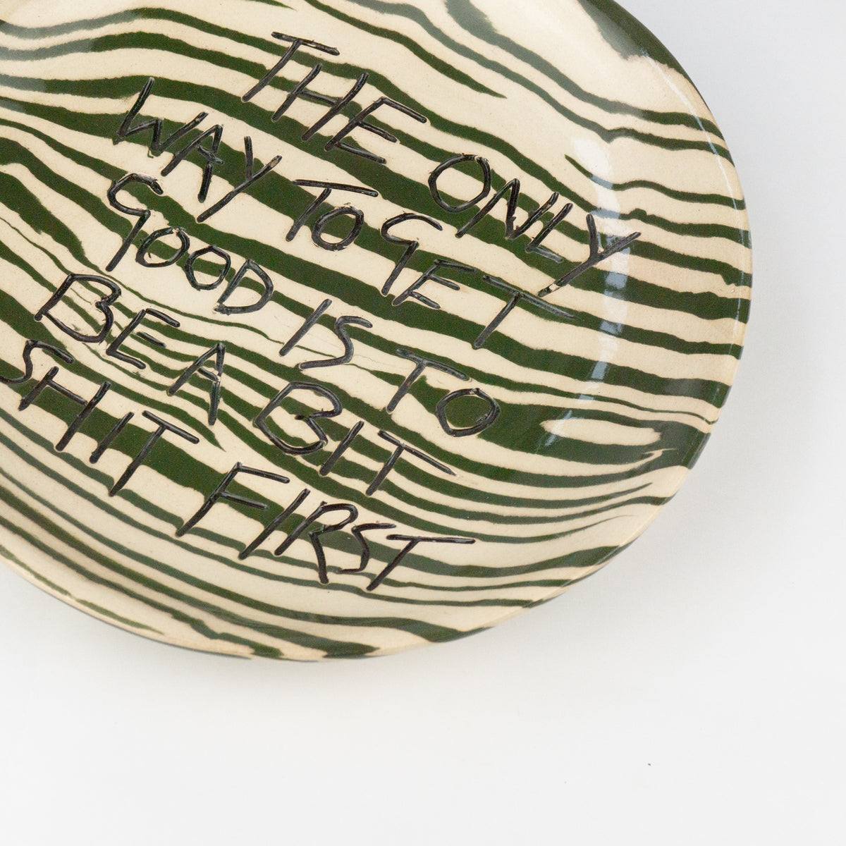 Green & White Small 'TO GET GOOD' wall hanging plate