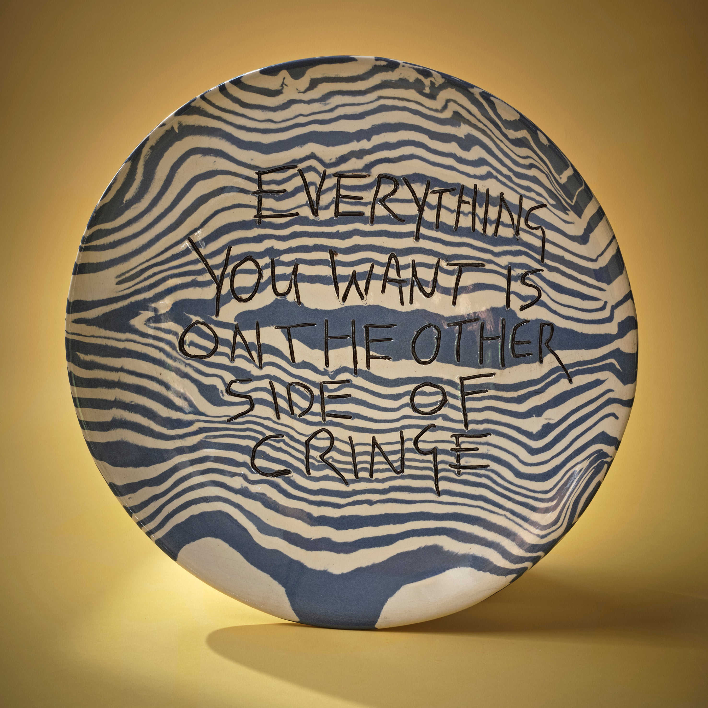 Blue & White Medium 'CRINGE' wall hanging plate