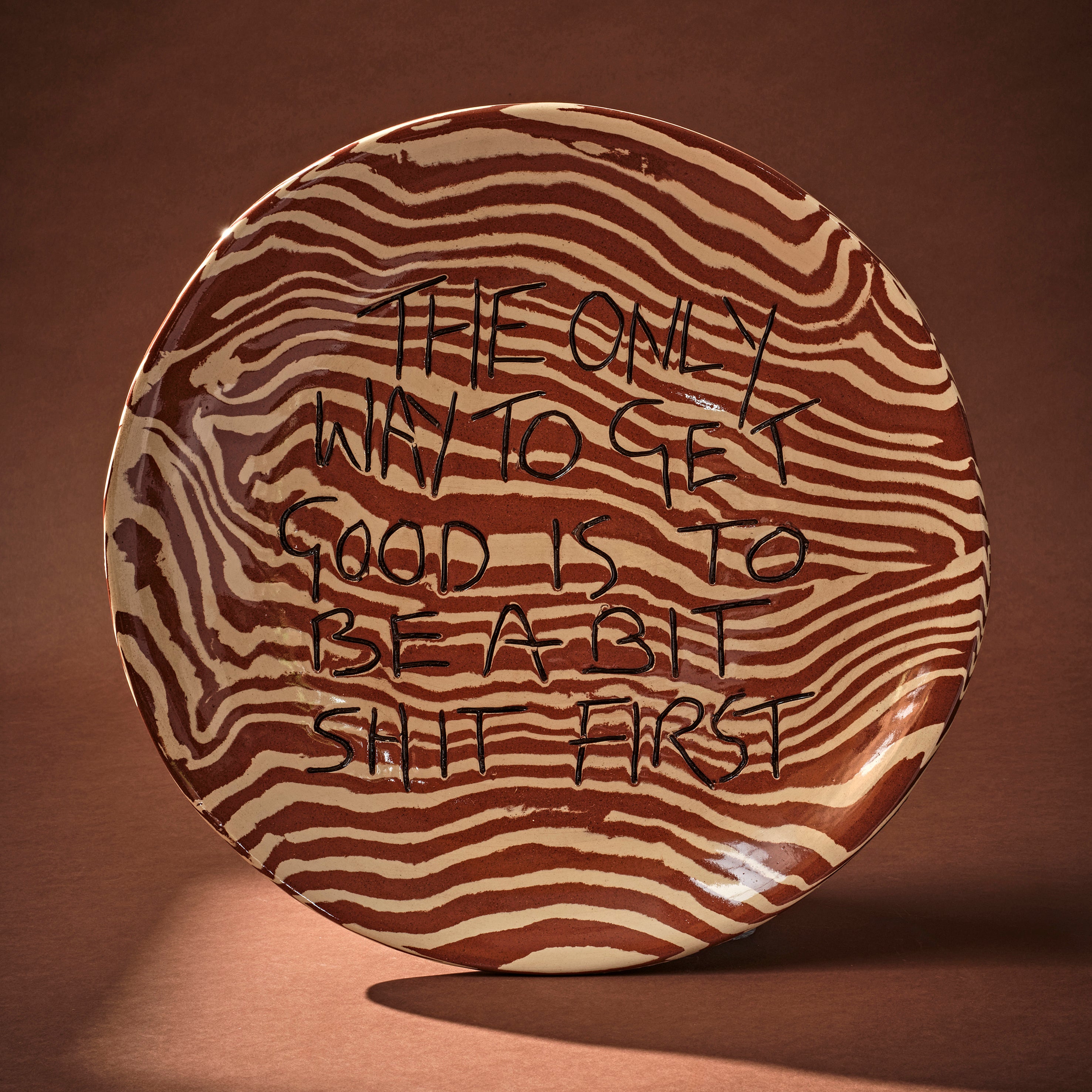 Terracotta & White Large 'CRINGE' wall hanging plate