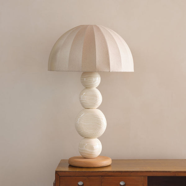 Oatmeal & White Ceramic "TABLE" Table Lamp