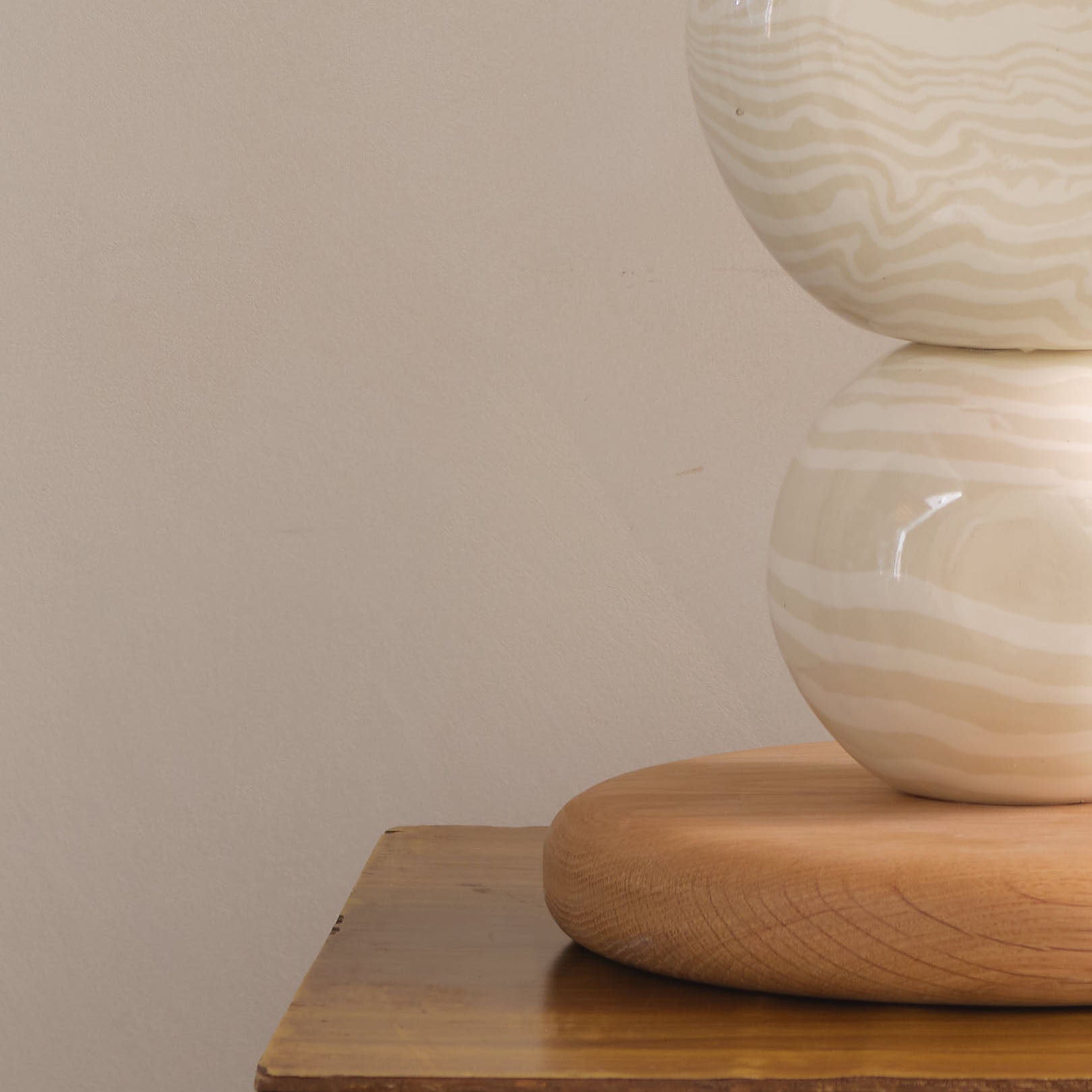 Oatmeal & White Ceramic "TABLE" Table Lamp