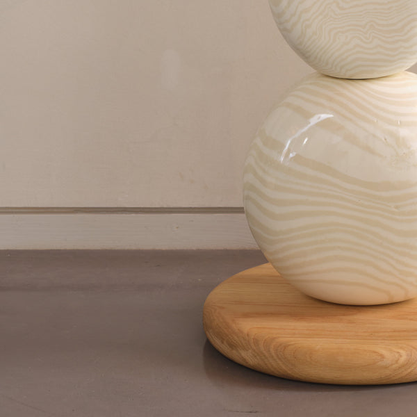 Oatmeal & White Ceramic "TALL" Floor Lamp