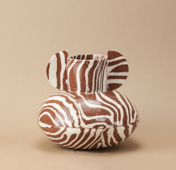 Terracotta & White Tudor Vase