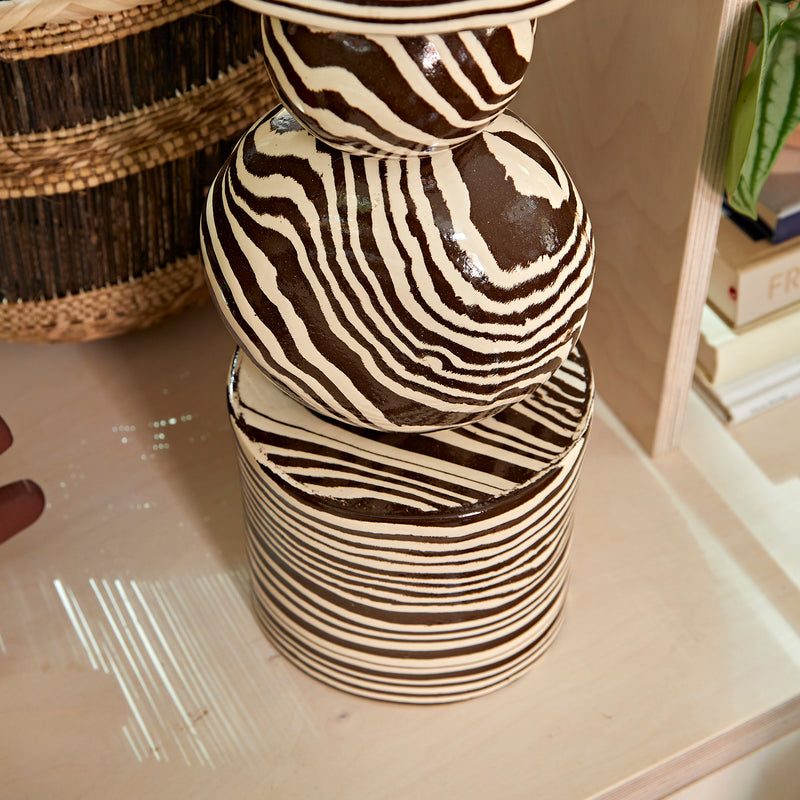 Brown & White Ceramic "UP" Lamp