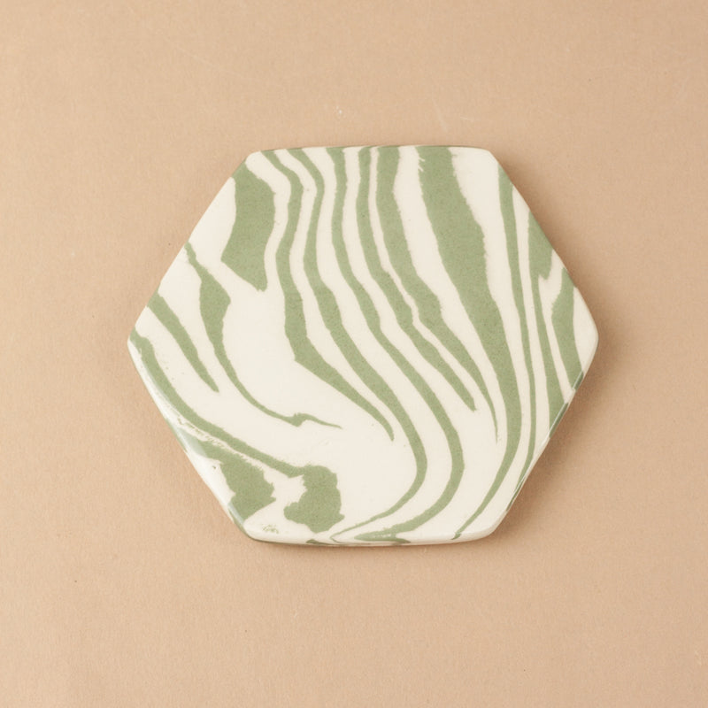 Set of 4 Green and White Coaster